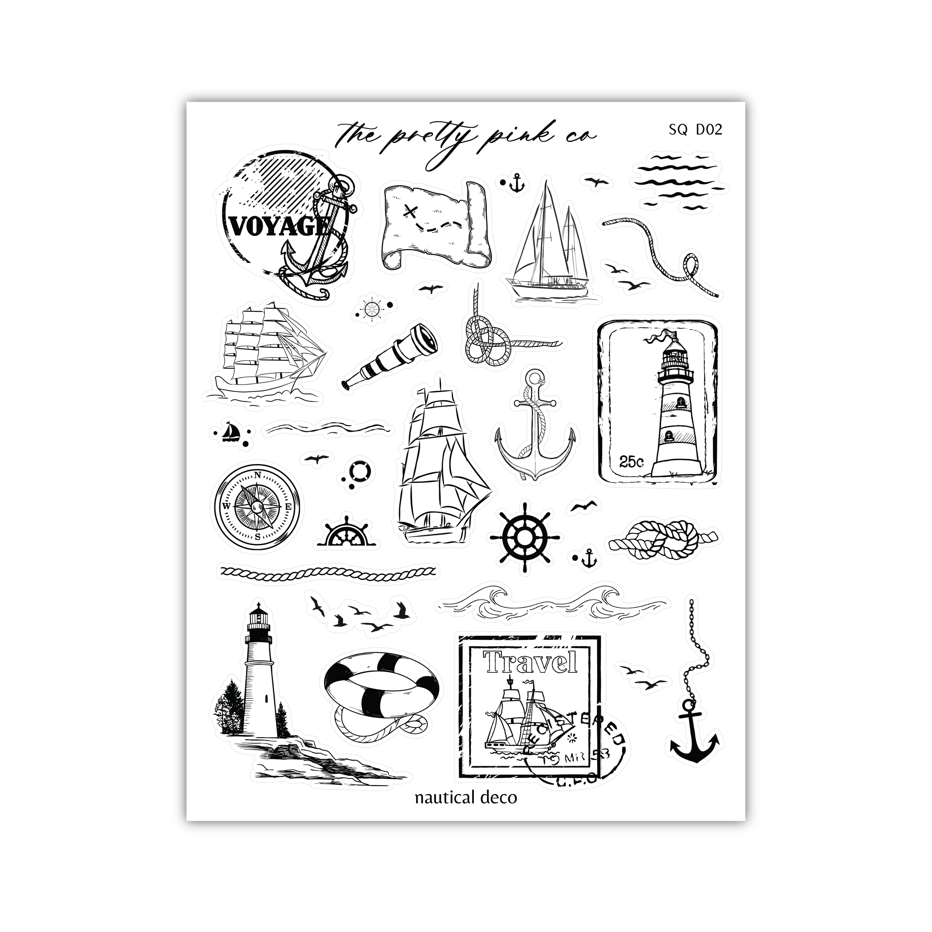 a black and white drawing of various items