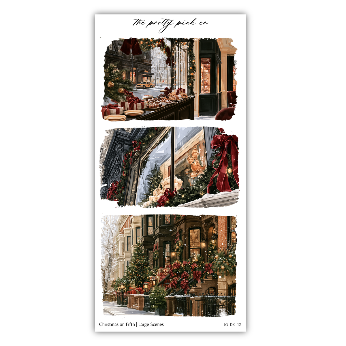 The image is a collage of three large-scale Christmas scenes, each depicting a different aspect of the holiday season. The collage showcases the festive atmosphere and decorations associated with Christmas, including Christmas trees, wreaths, and other holiday-themed elements.