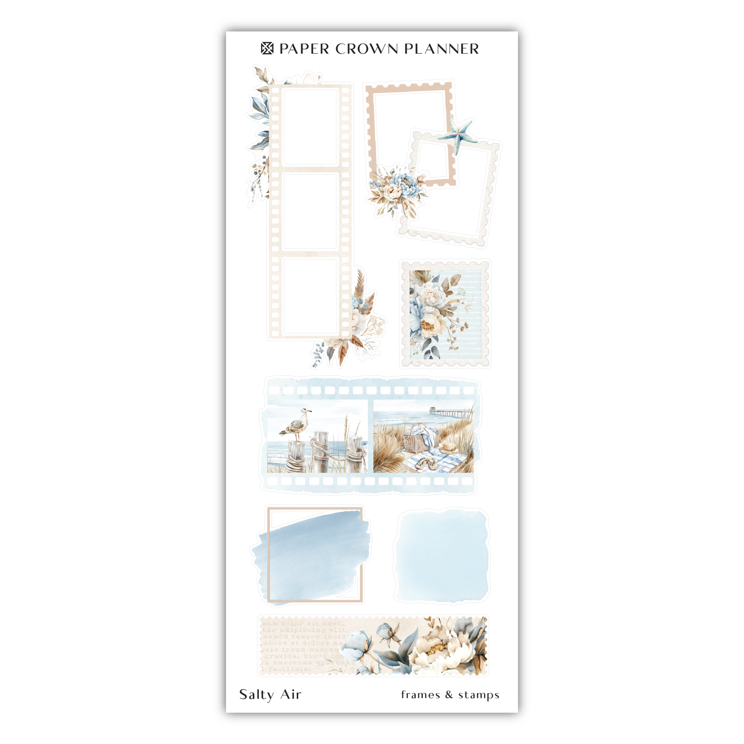 a sheet of paper with blue and white flowers