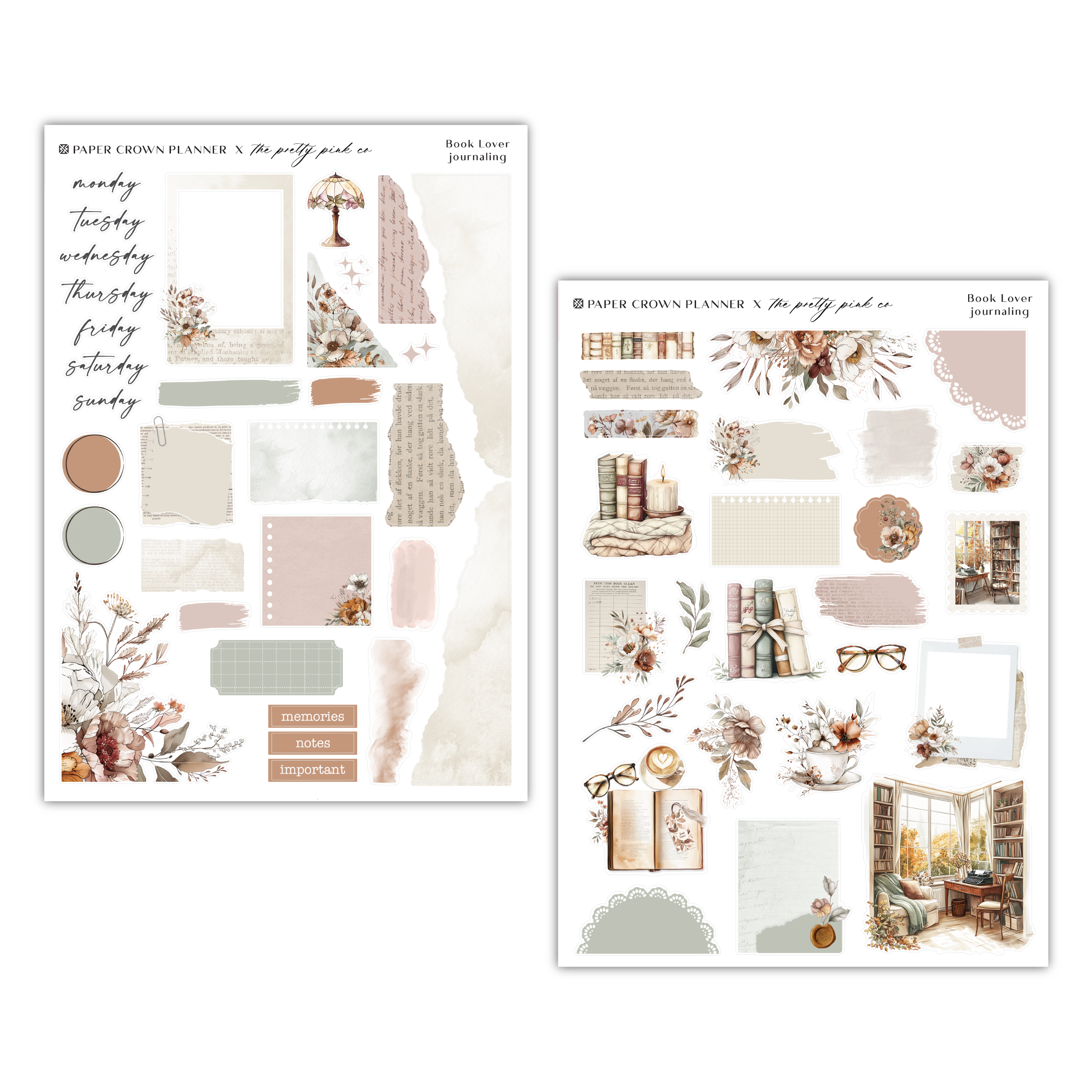 two sheets of stickers with flowers on them