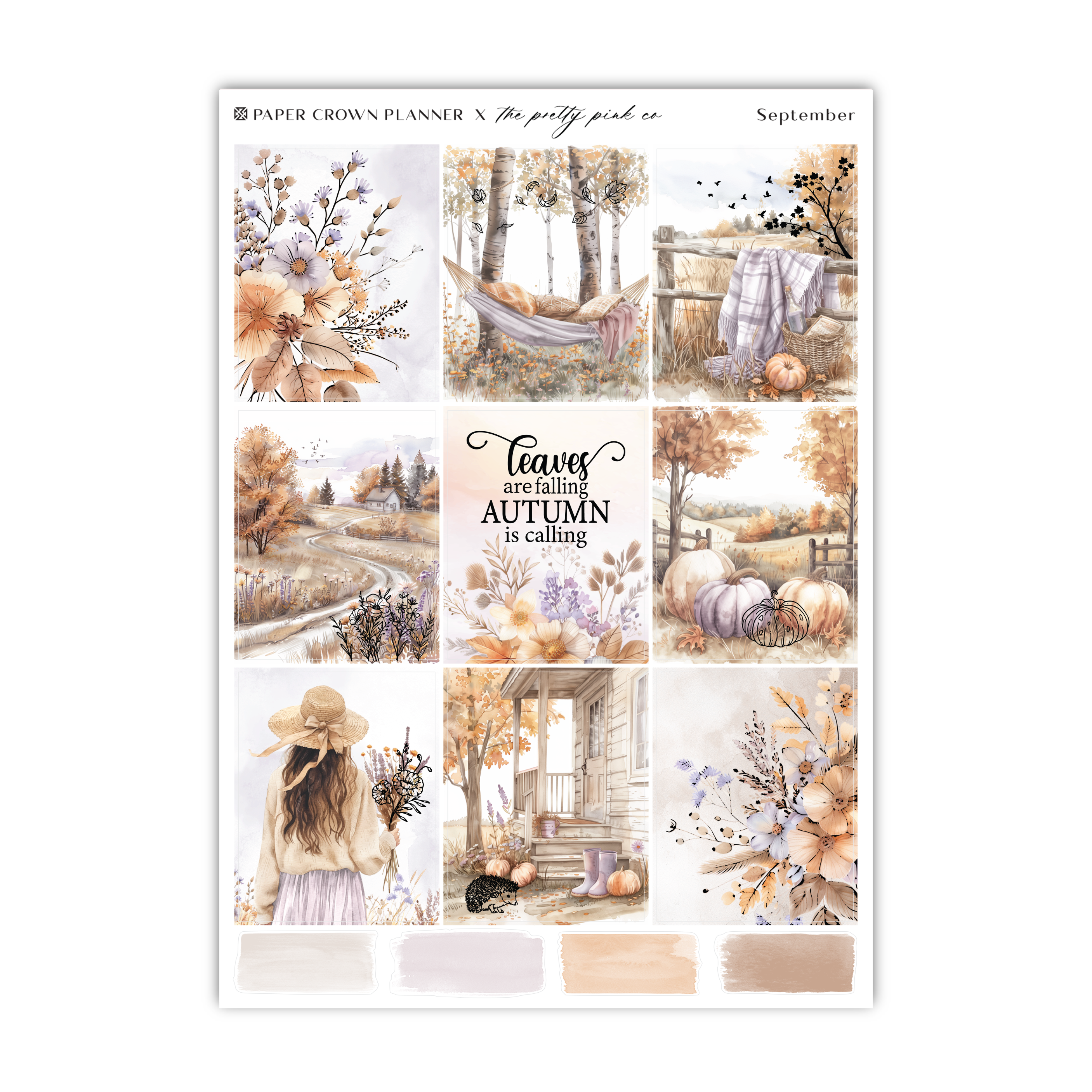a sticker sheet of autumn scenes