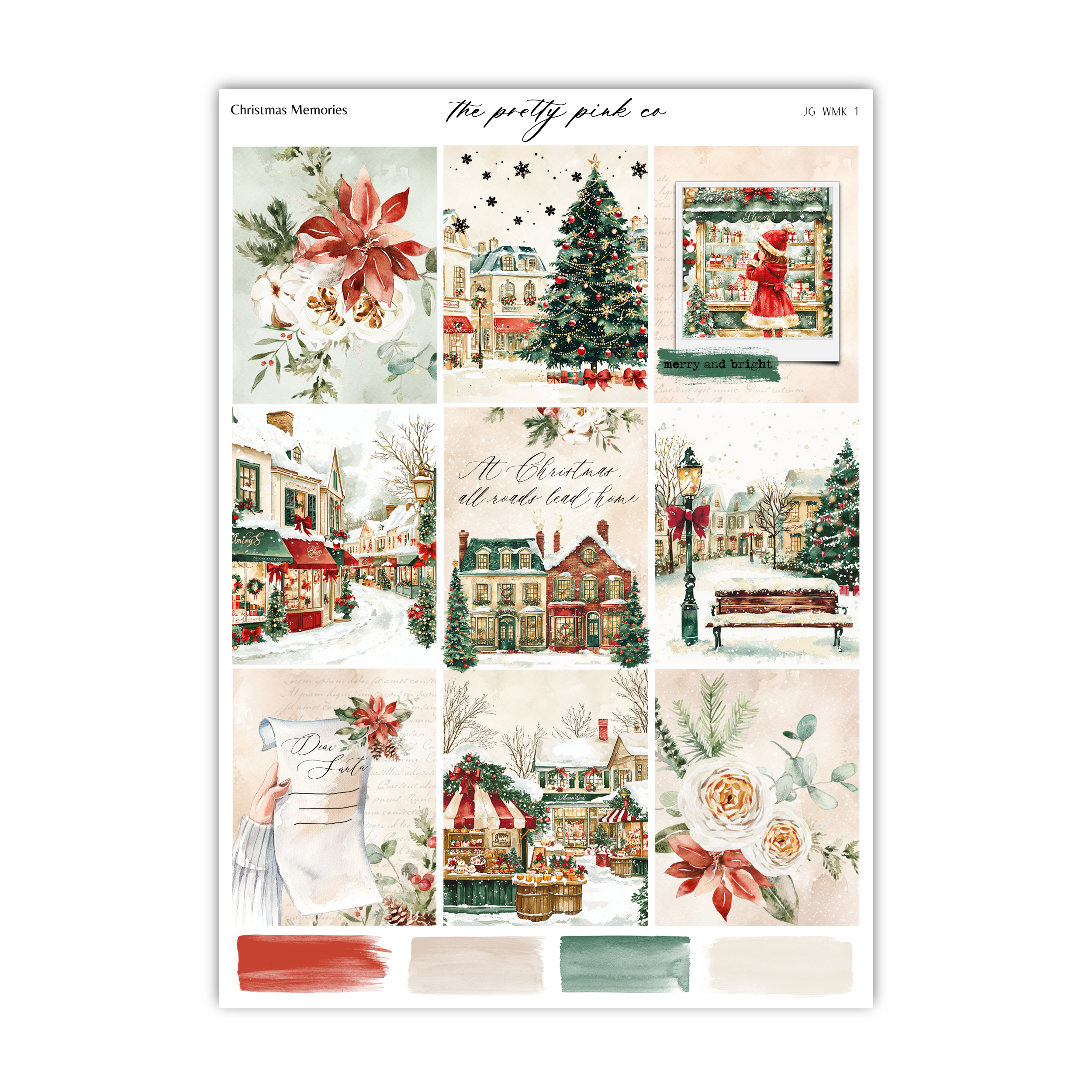 a sheet of paper with christmas scenes on it