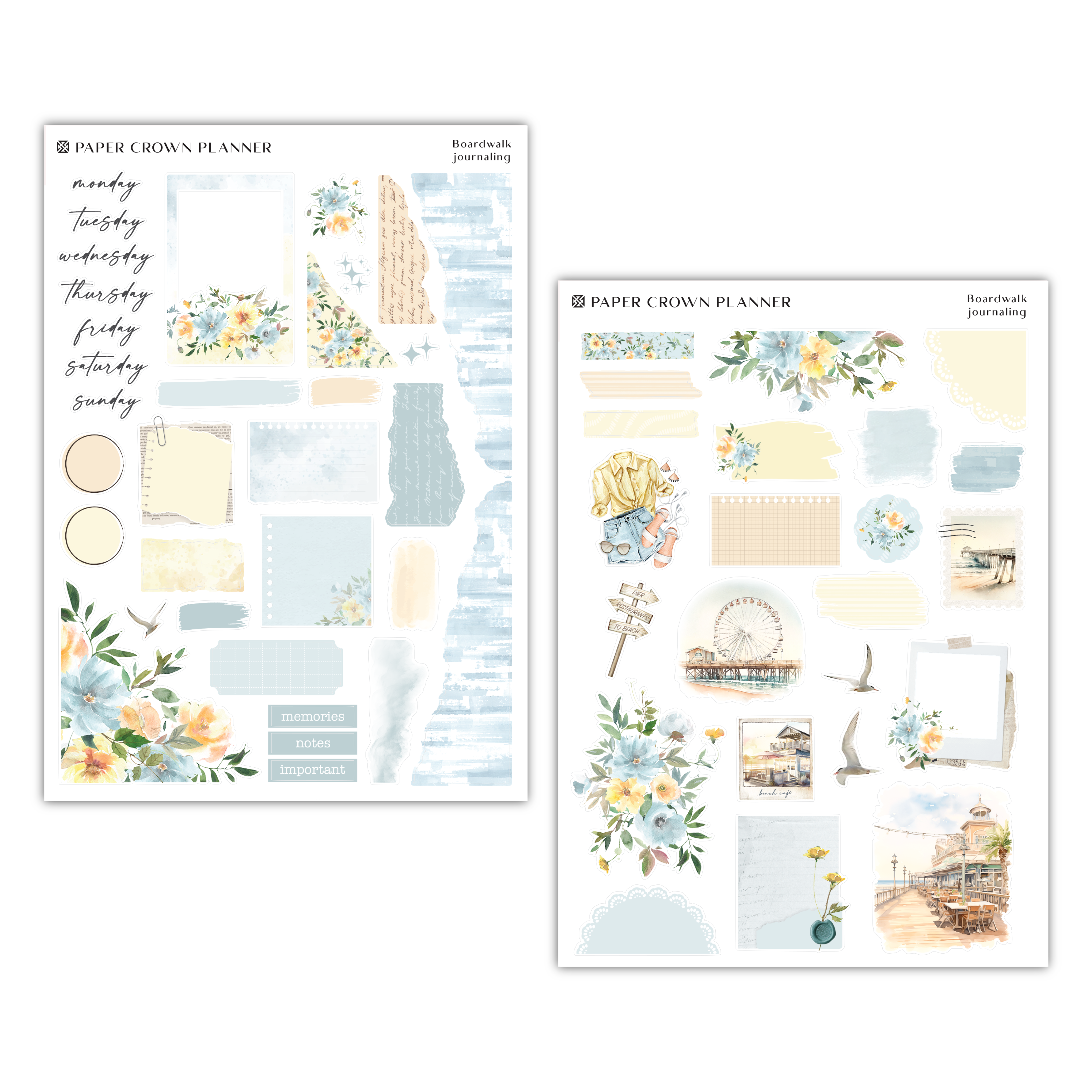 two sheets of paper with flowers on them