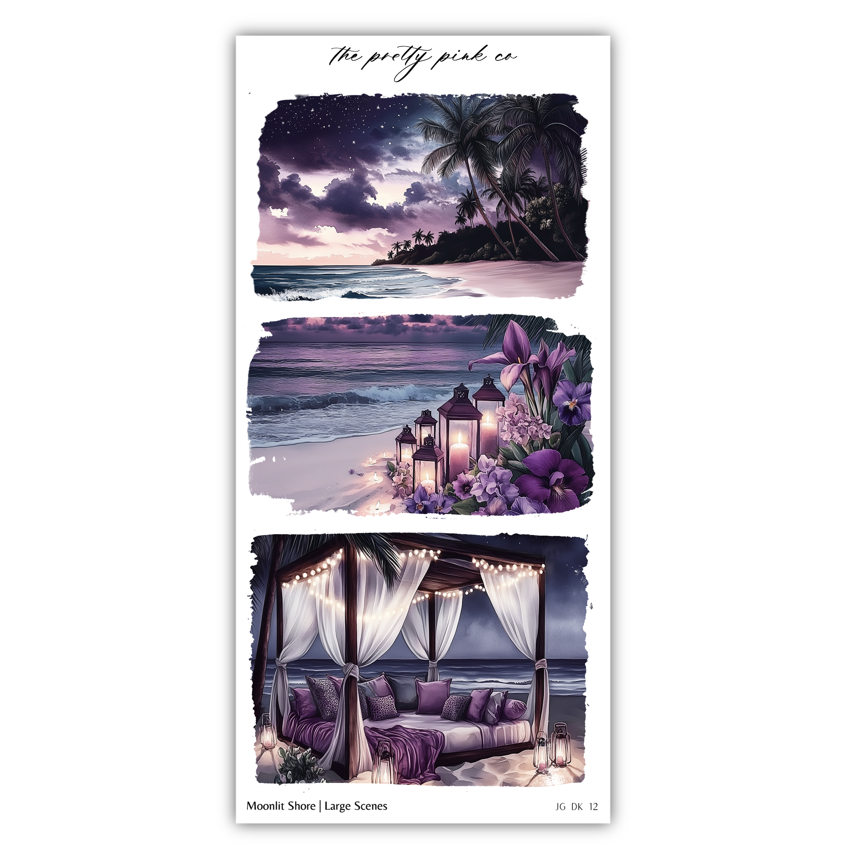 a couple of pictures of a bed on a beach