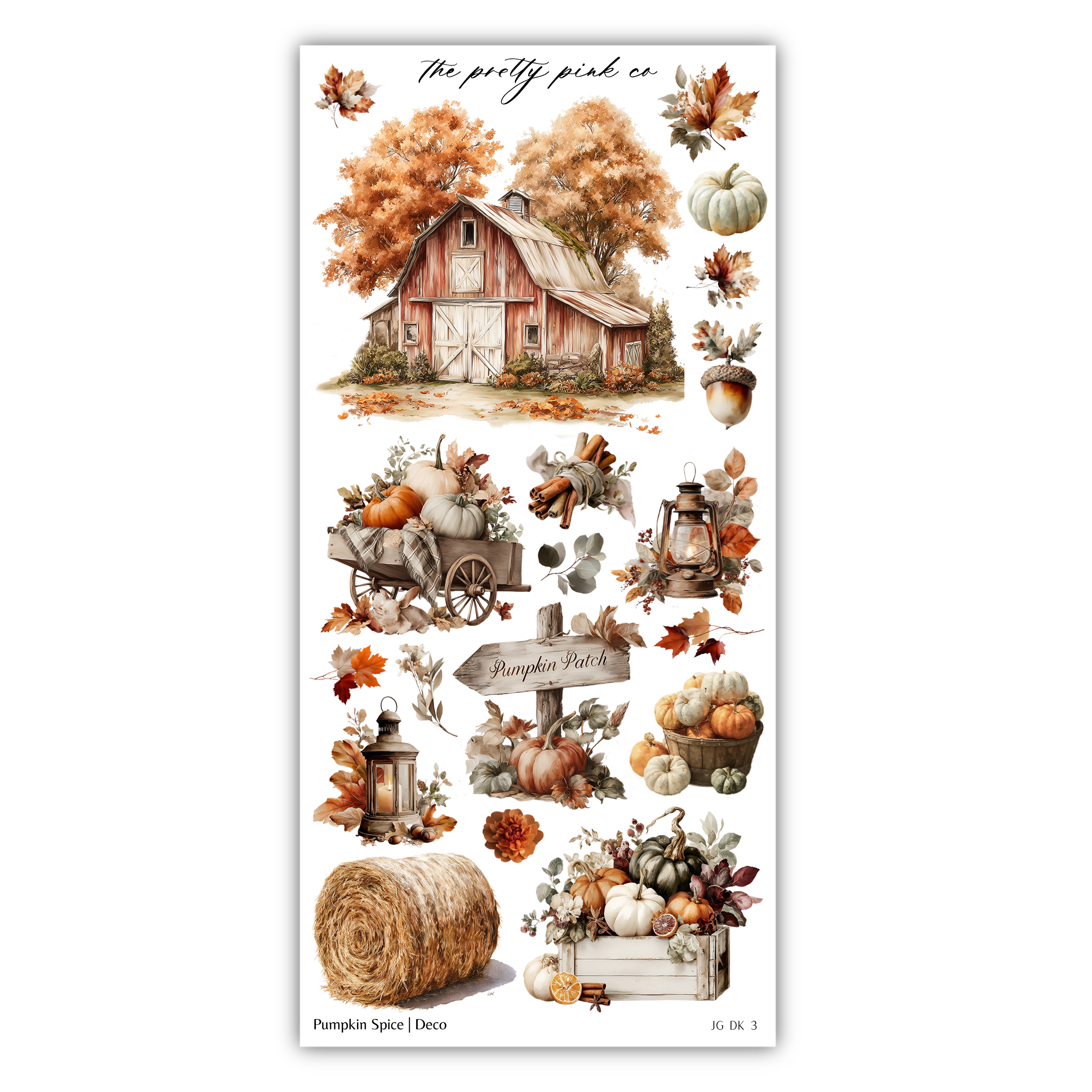 The image is a collage of various autumn-themed elements, including a barn, pumpkins, lanterns, and a sign that says "Pumpkin Patch".