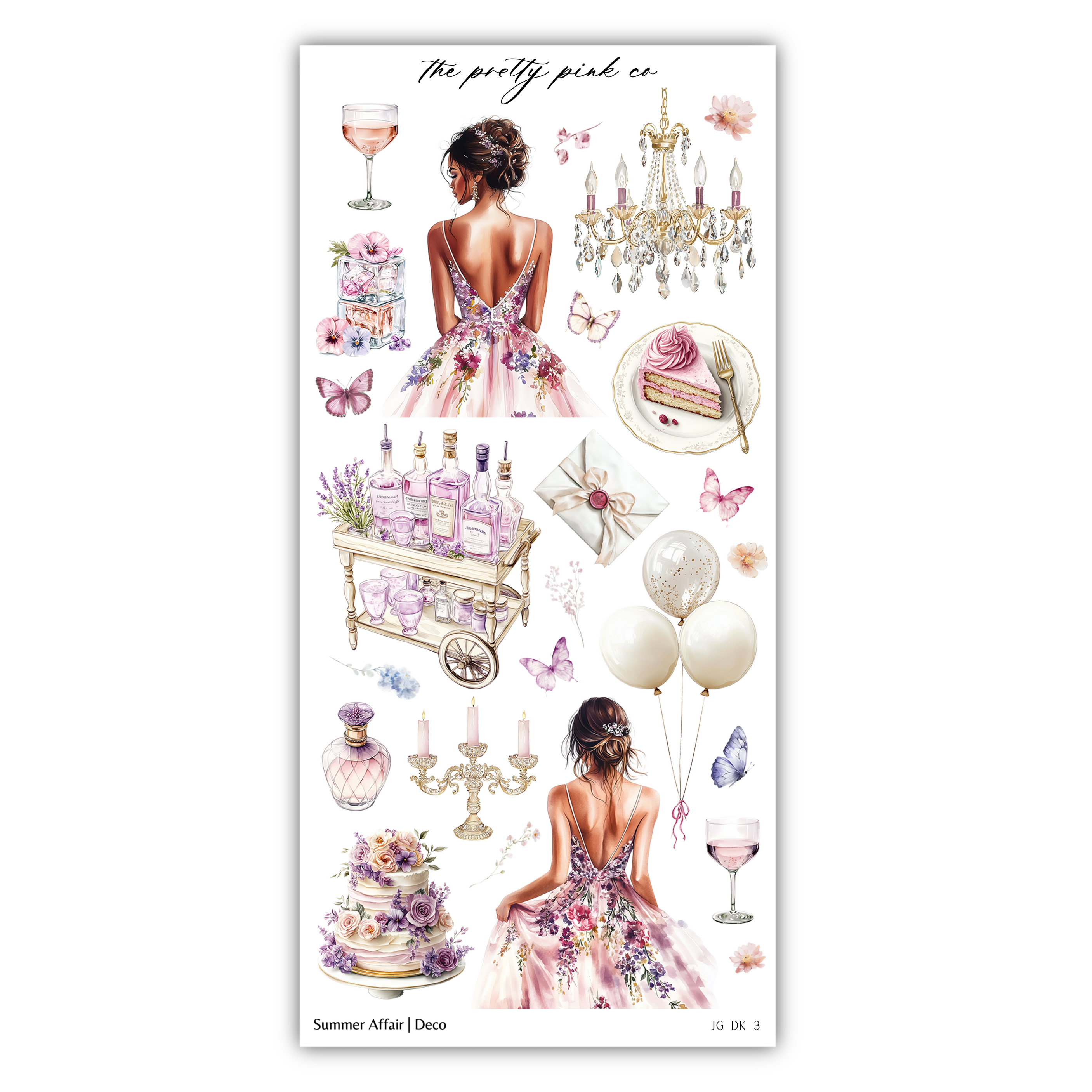 a sticker sheet with a woman in a dress