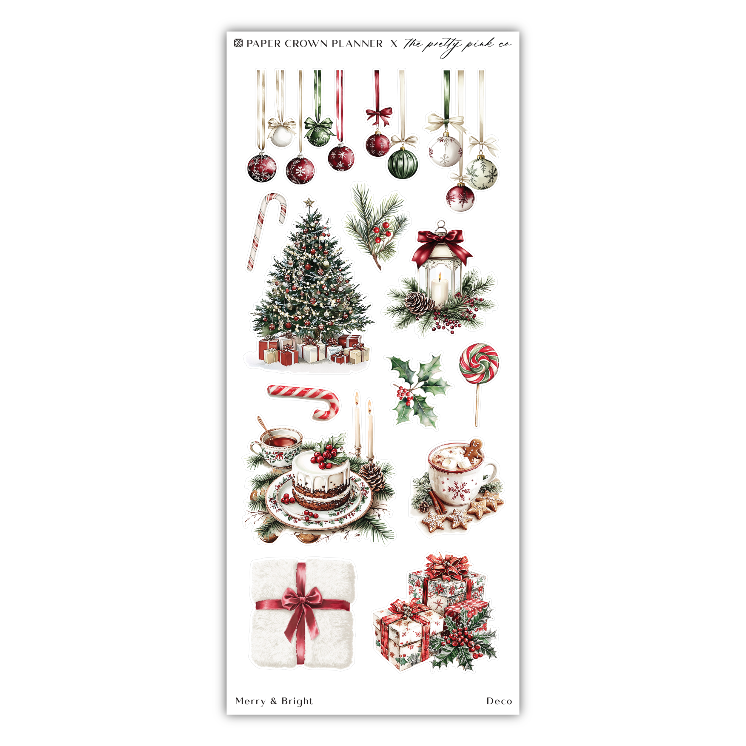 a sticker of christmas decorations and decorations