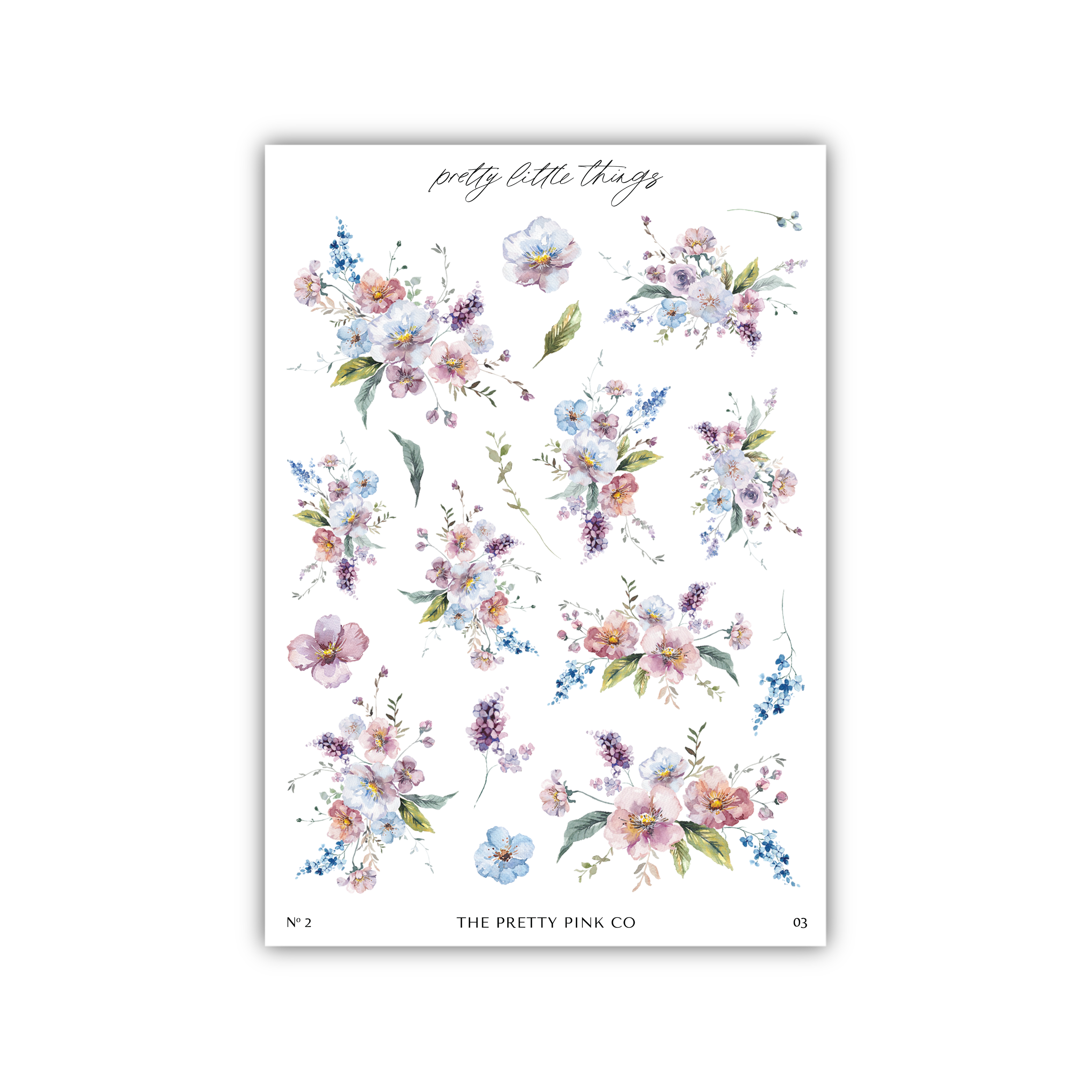 a sheet of stickers with flowers on it