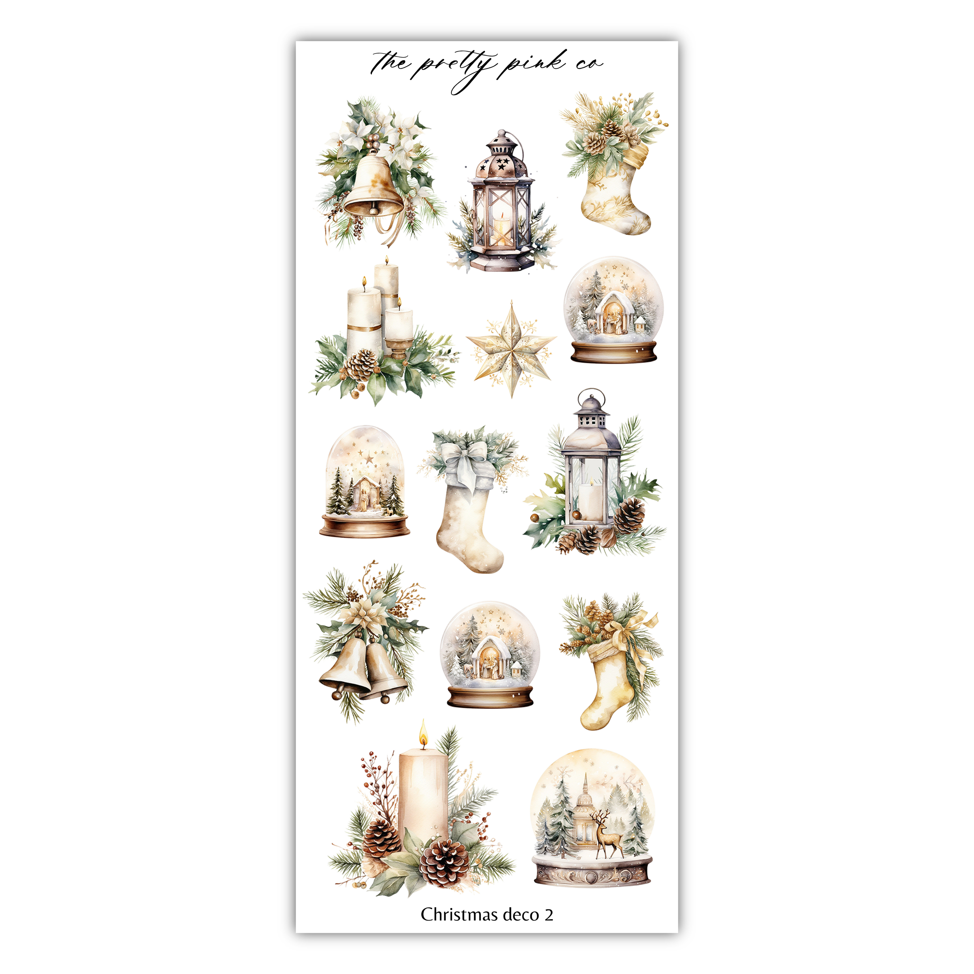 a sticker sheet with christmas decorations and bells