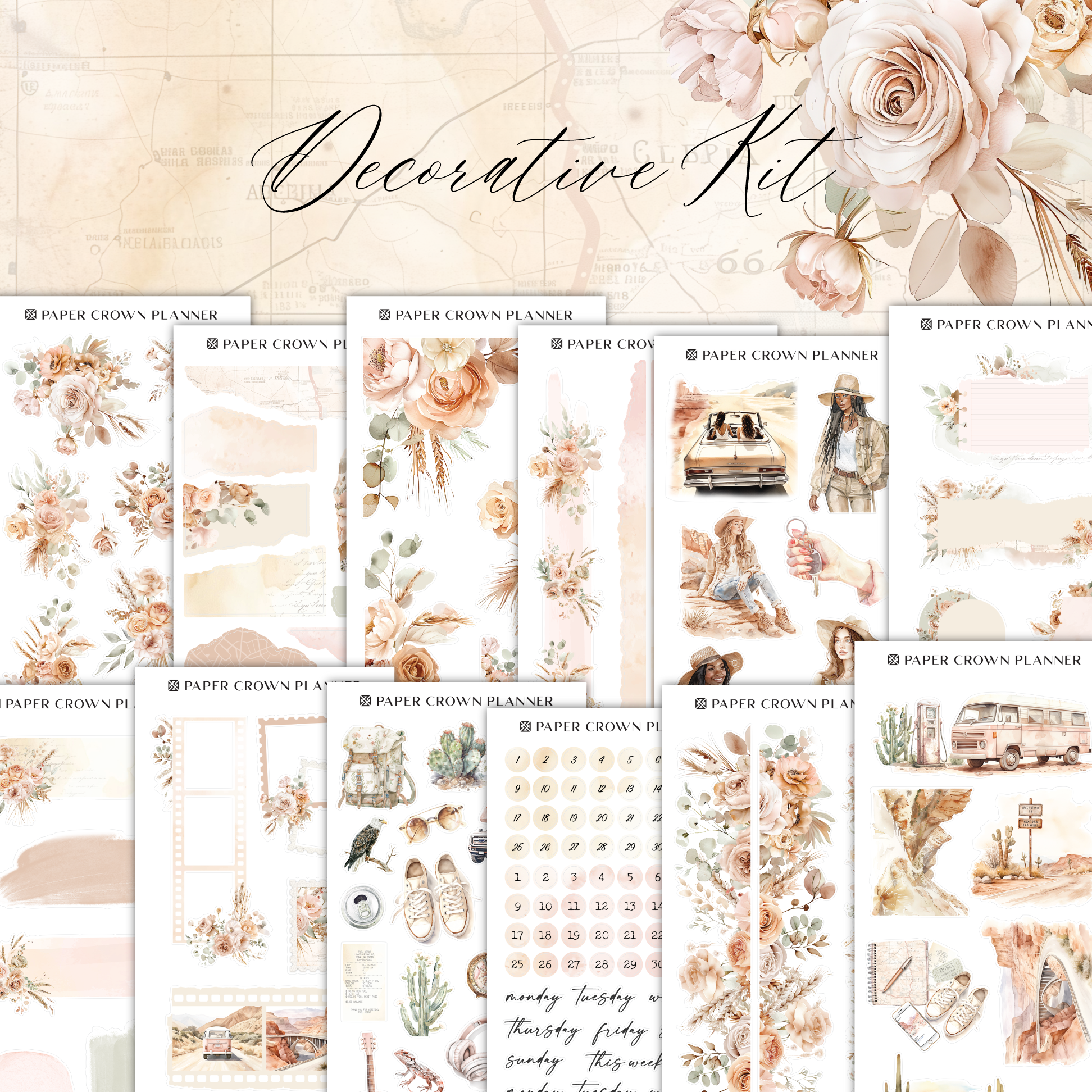 a large collection of decorative stickers