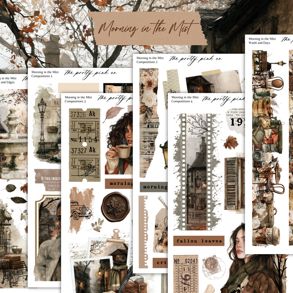 a collage of photos of people and trees