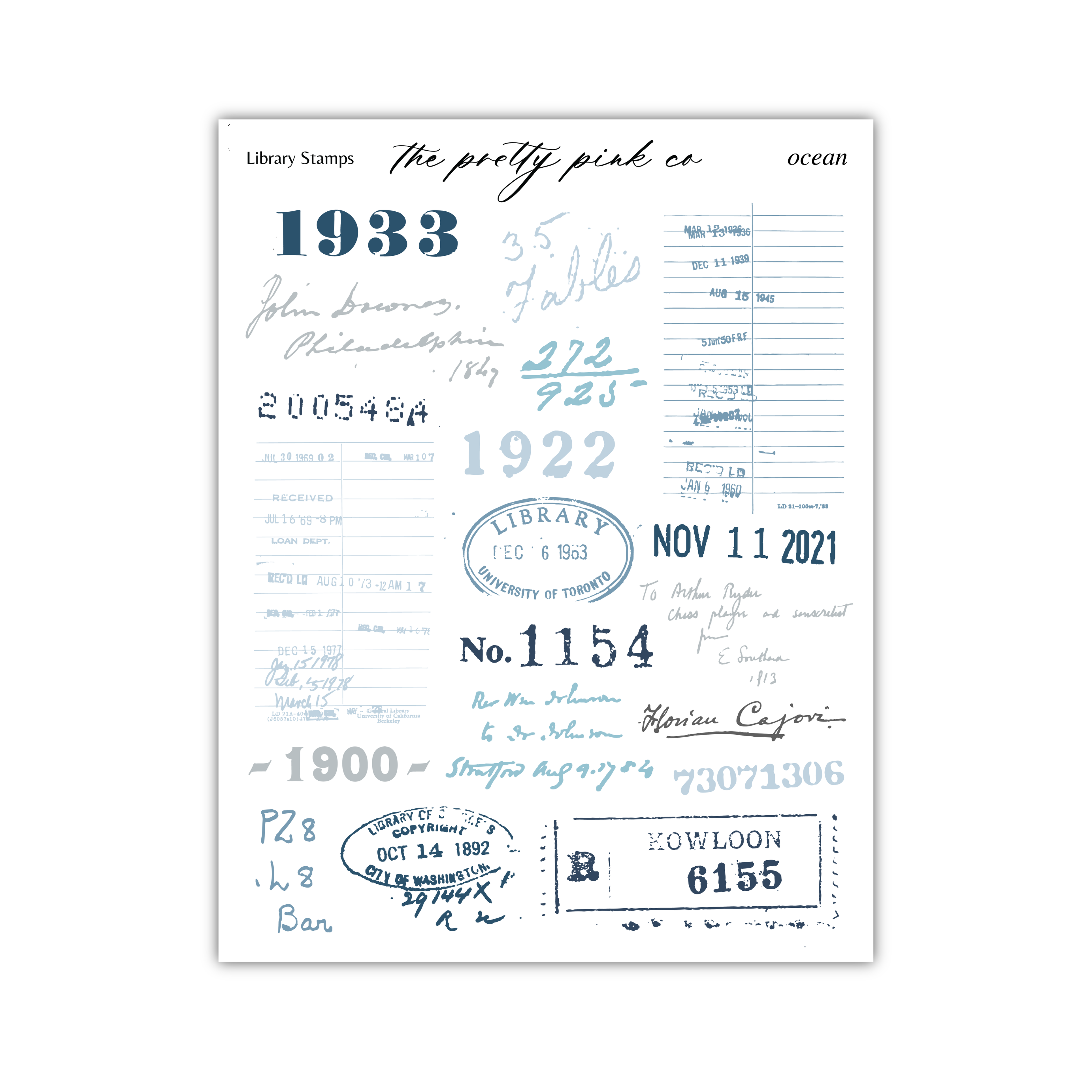 a piece of paper with a lot of stamps on it