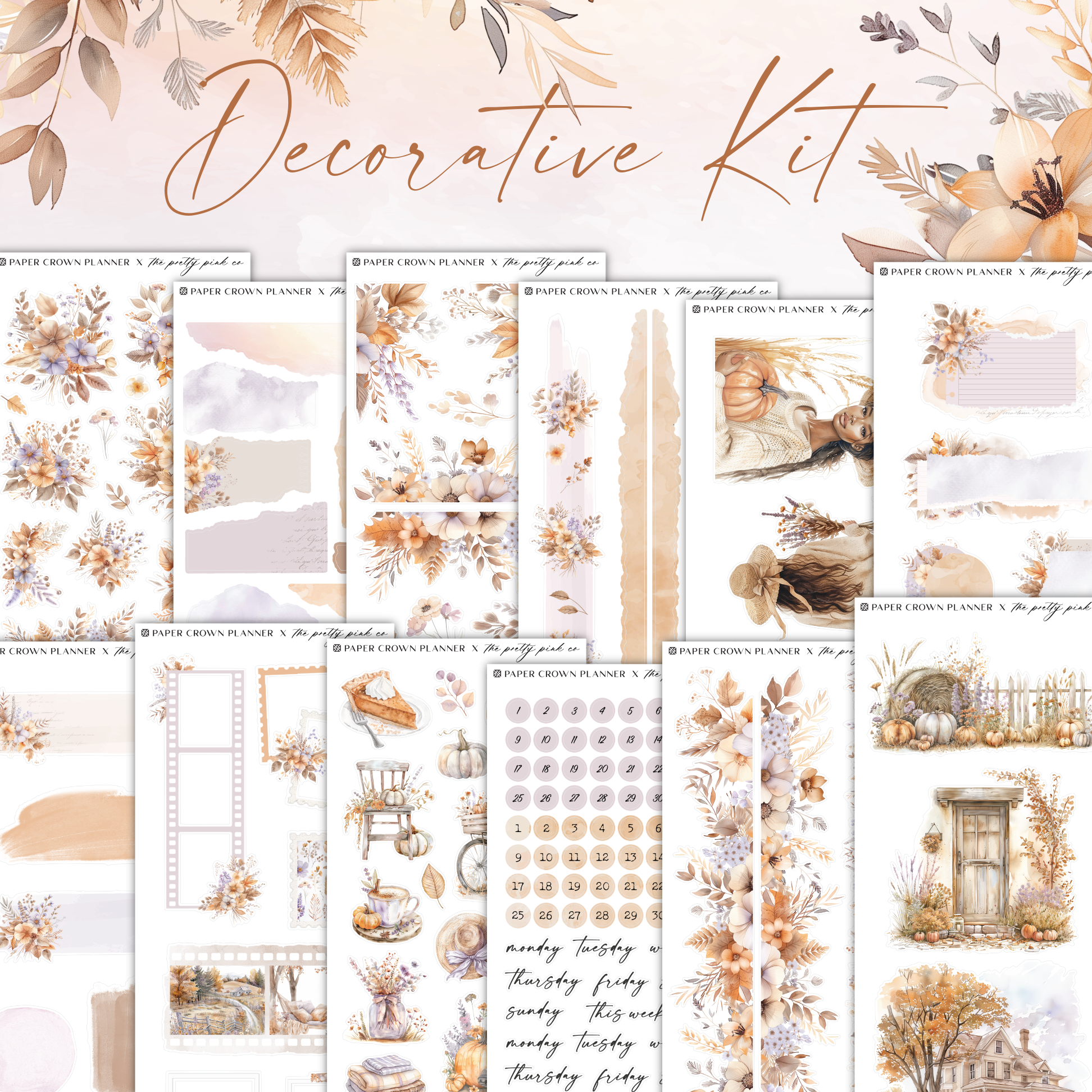 a collection of watercolor papers with flowers and leaves