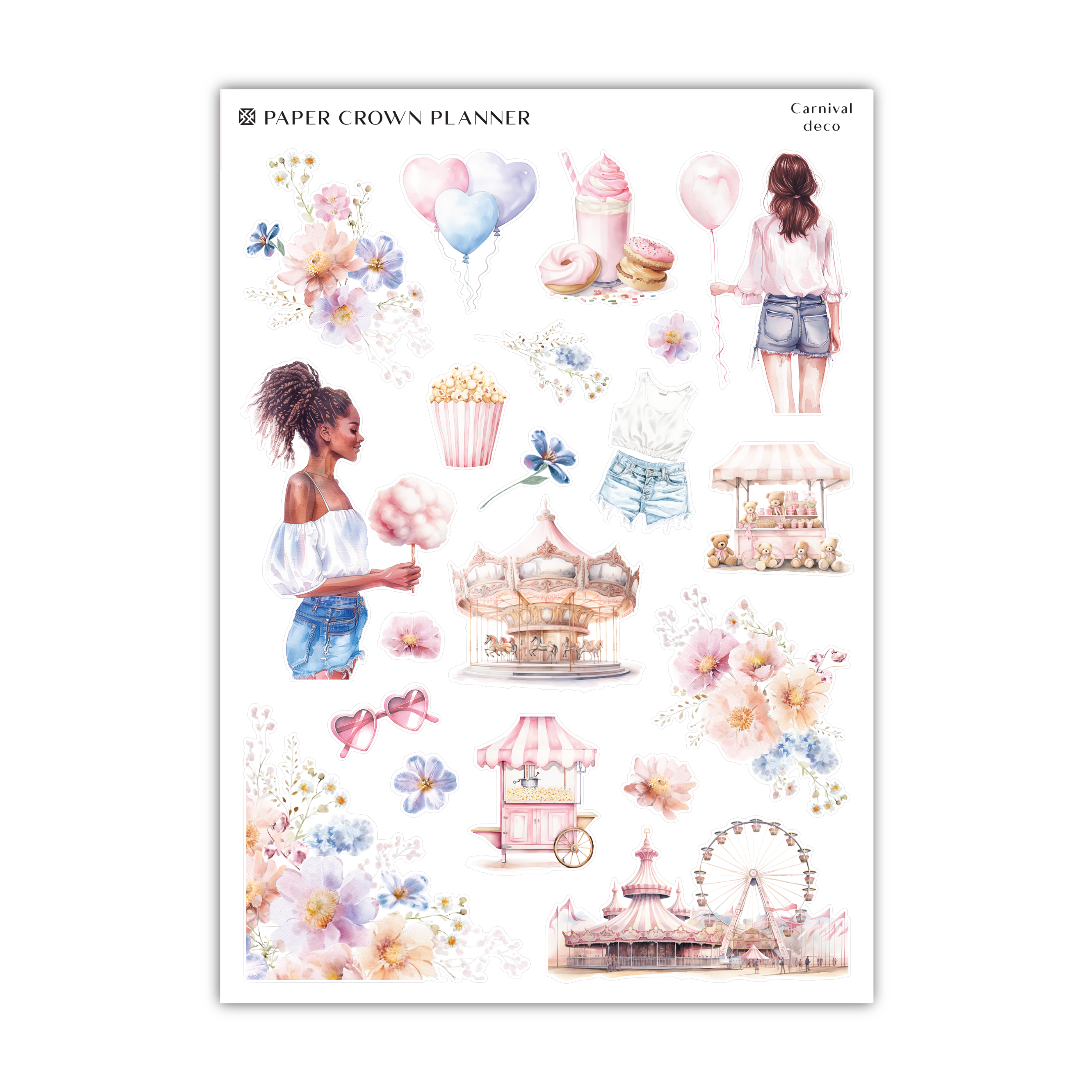 a sticker sheet with a picture of a girl