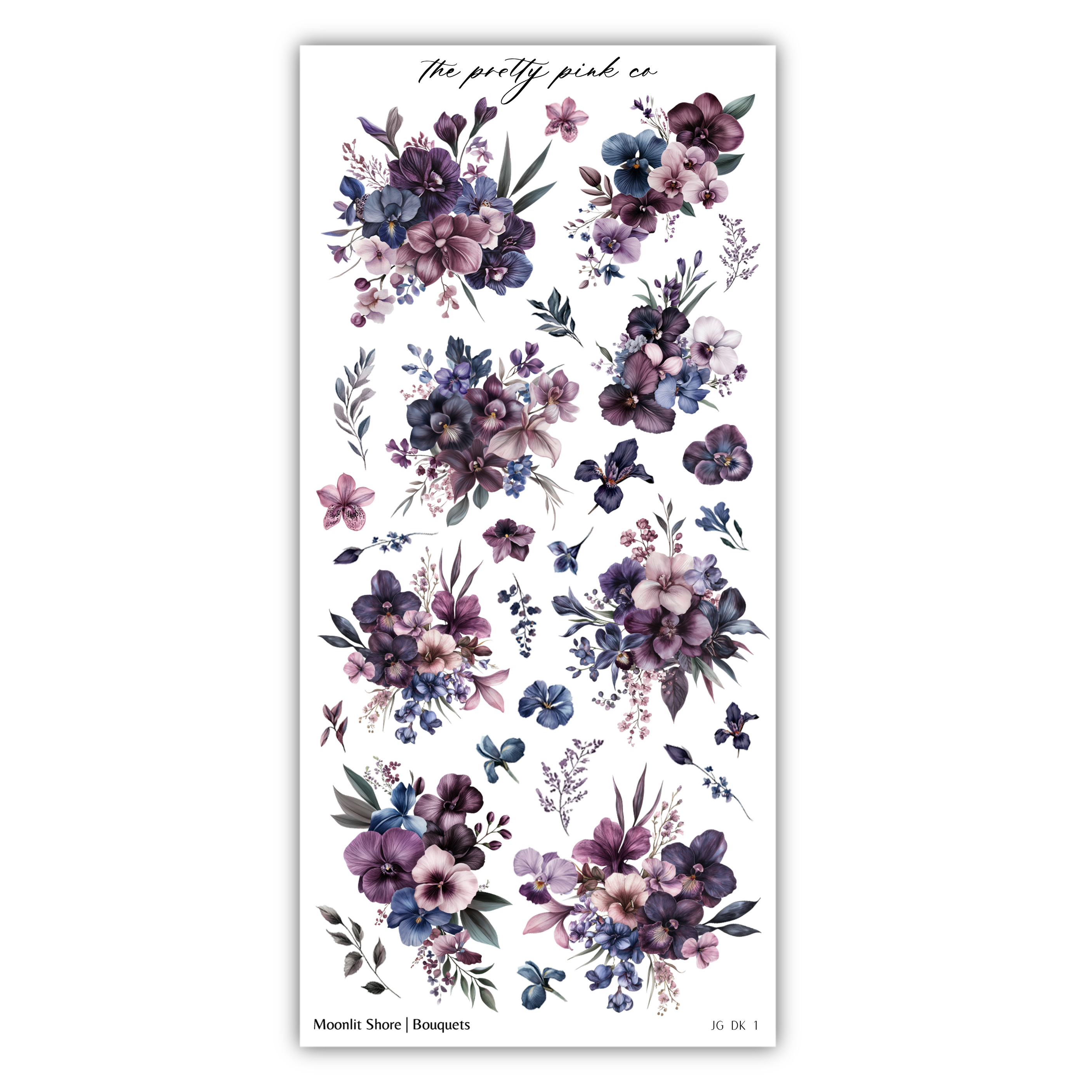 a sticker with purple flowers on it