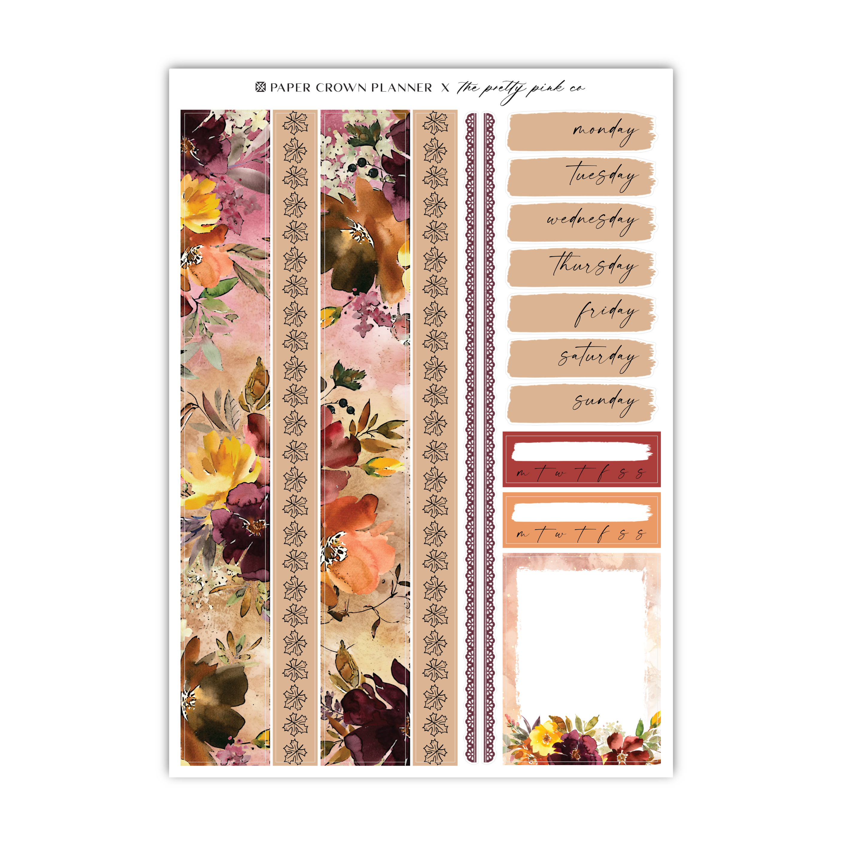 a sticker sheet with flowers on it