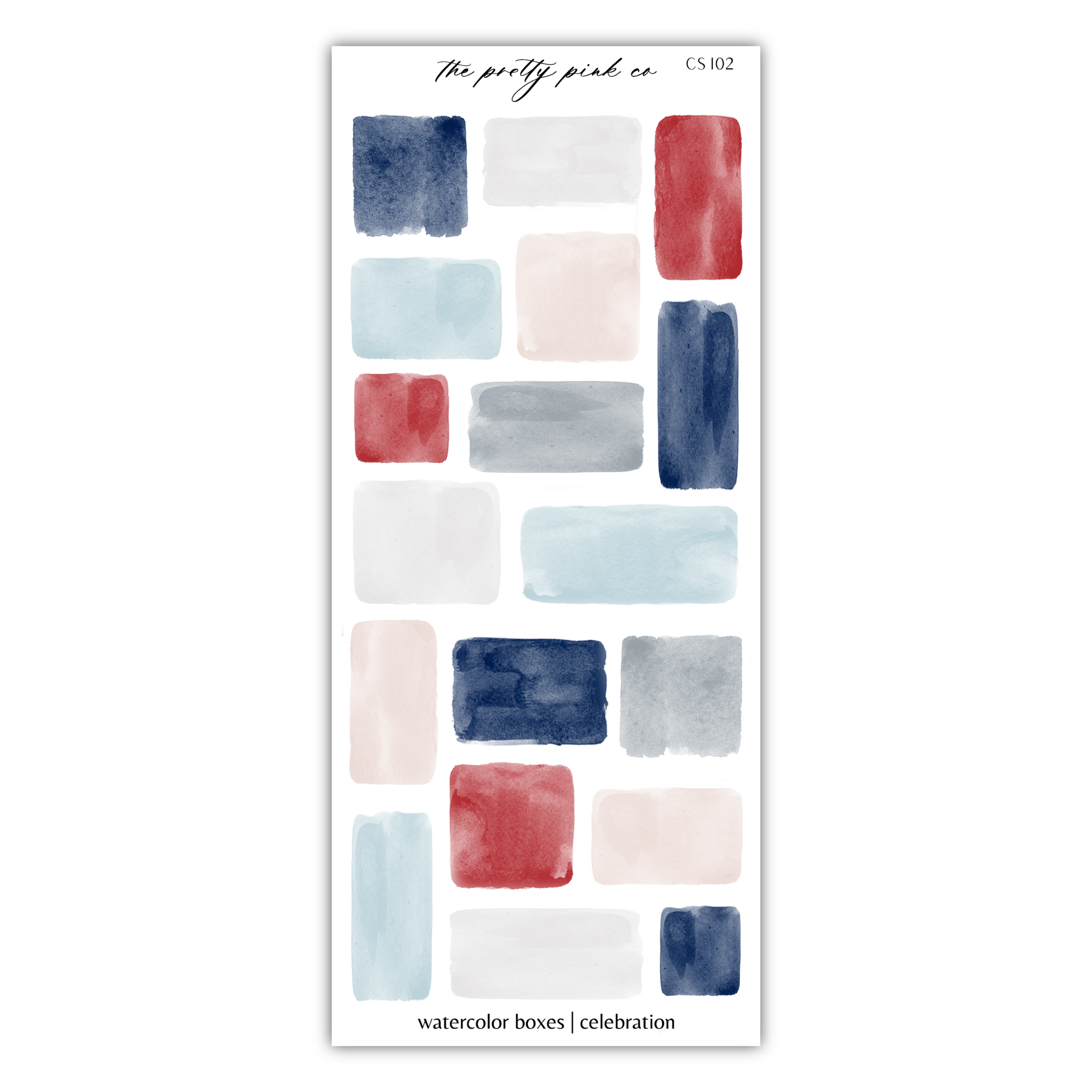 a sticker with a pattern of red, white, and blue squares