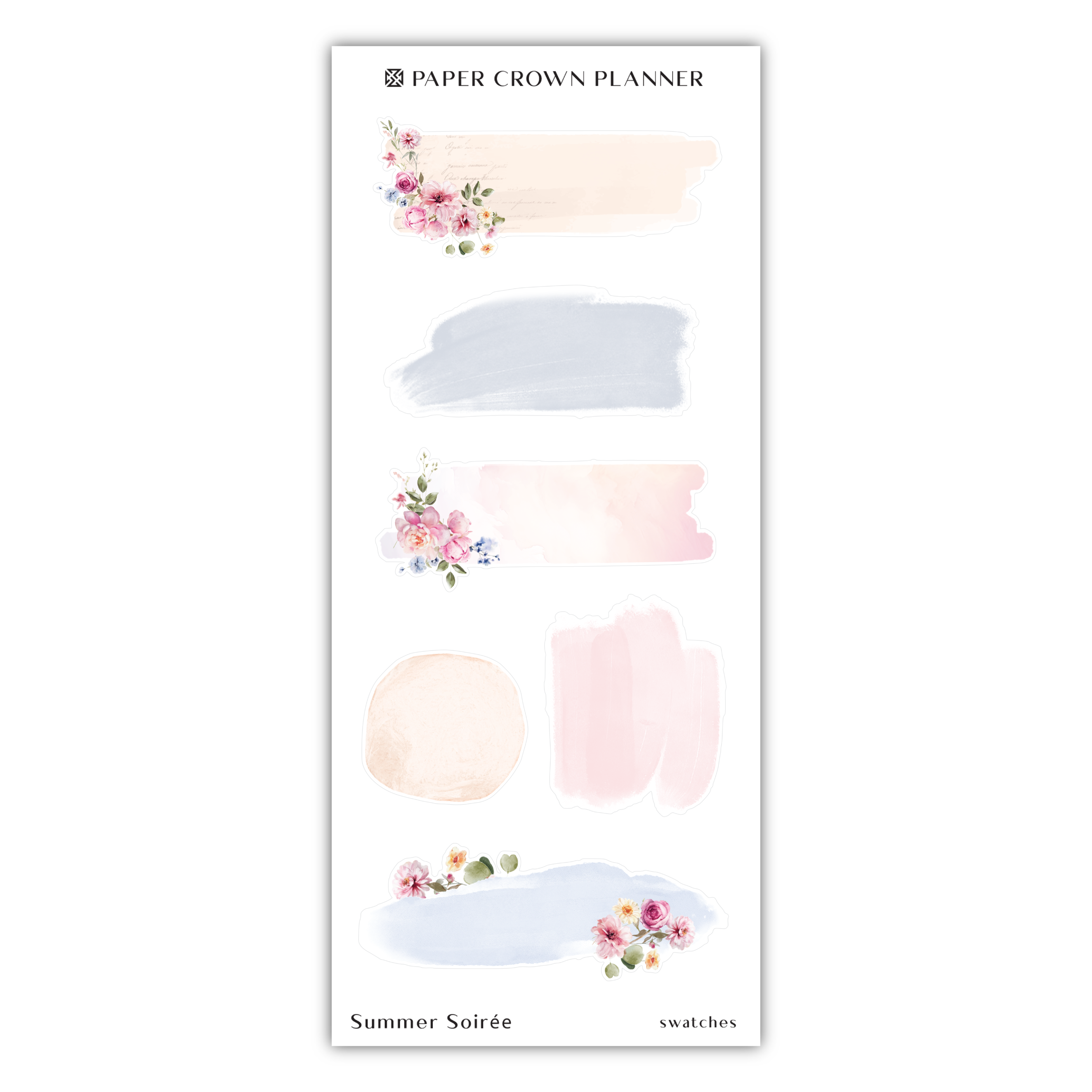 the paper crown planner stickers with watercolor paint and flowers