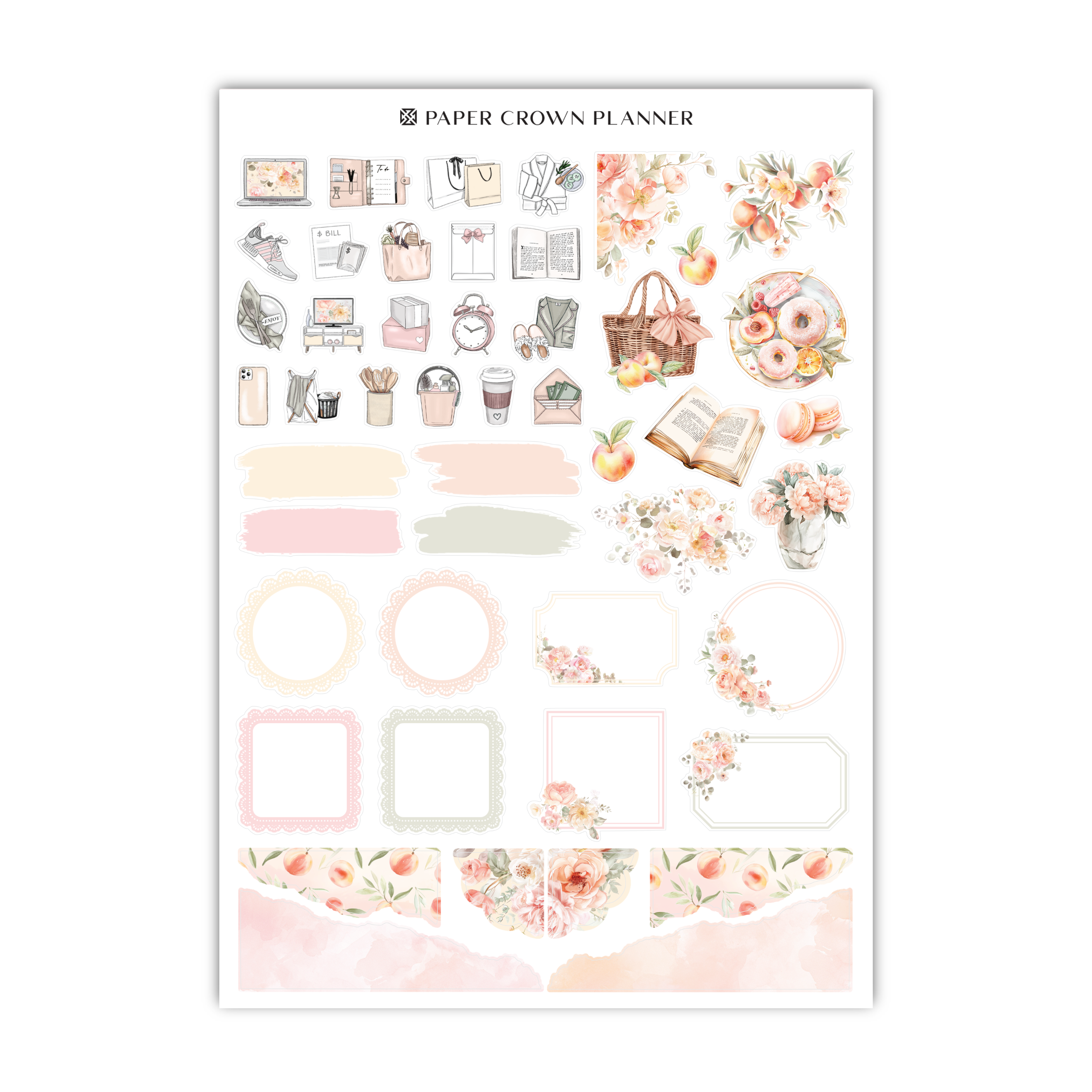 a paper crown planner sticker with flowers