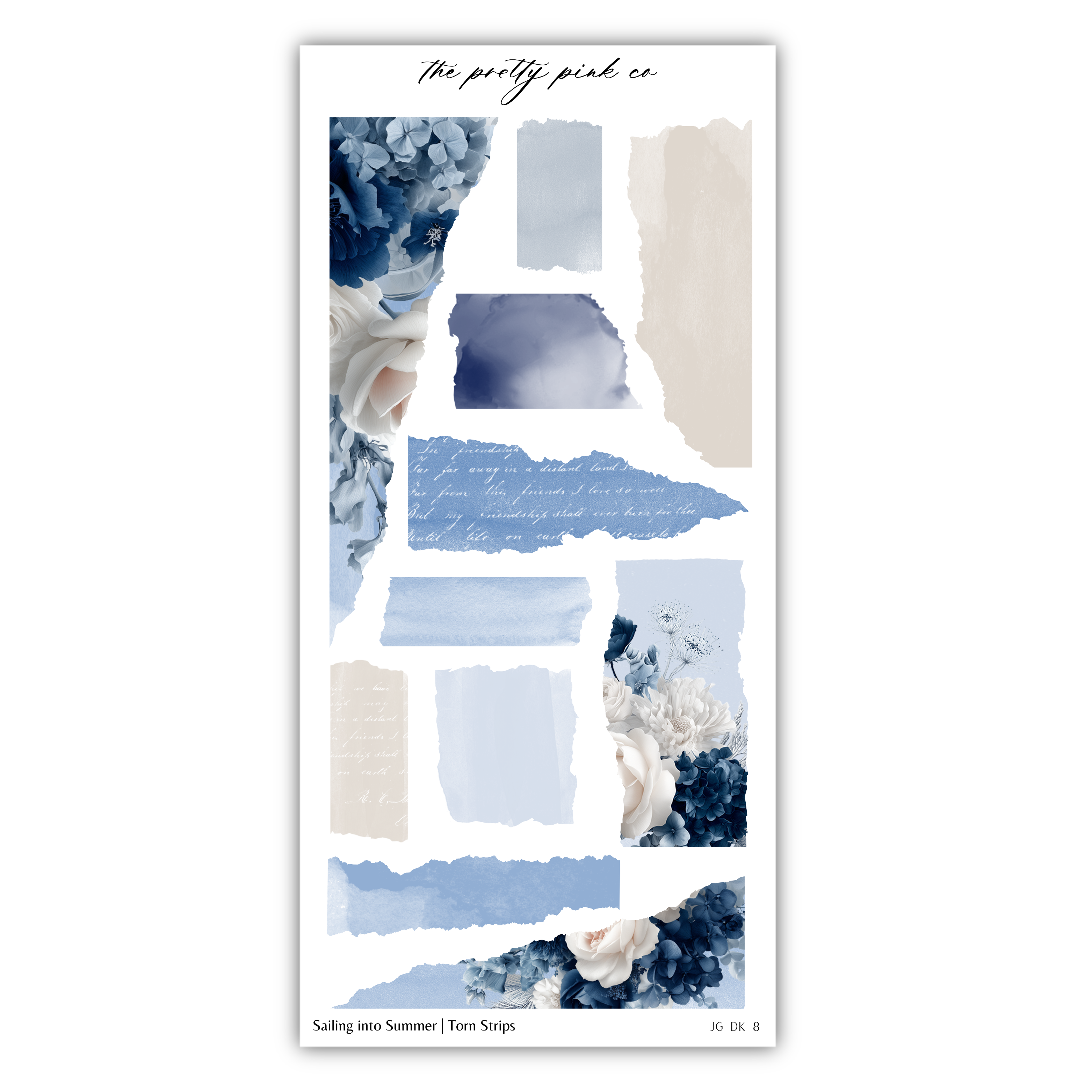 The image is a collage of various elements, including torn strips, flowers, and abstract shapes, arranged in a visually appealing manner.