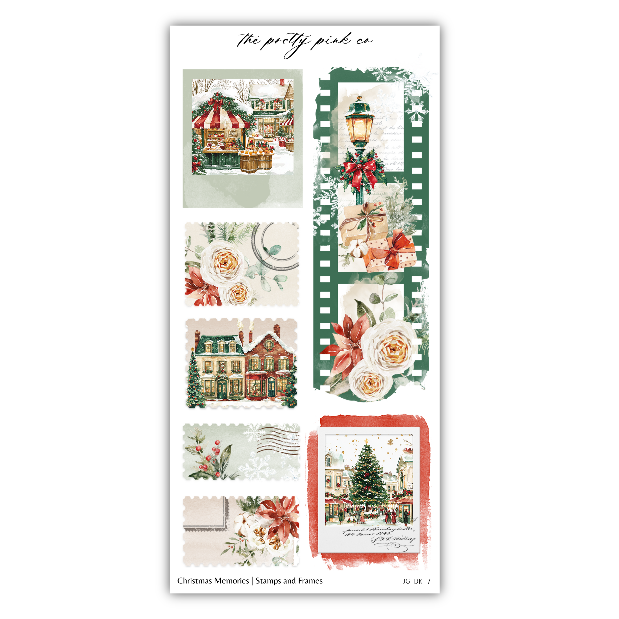 a sticker sheet with a christmas scene on it