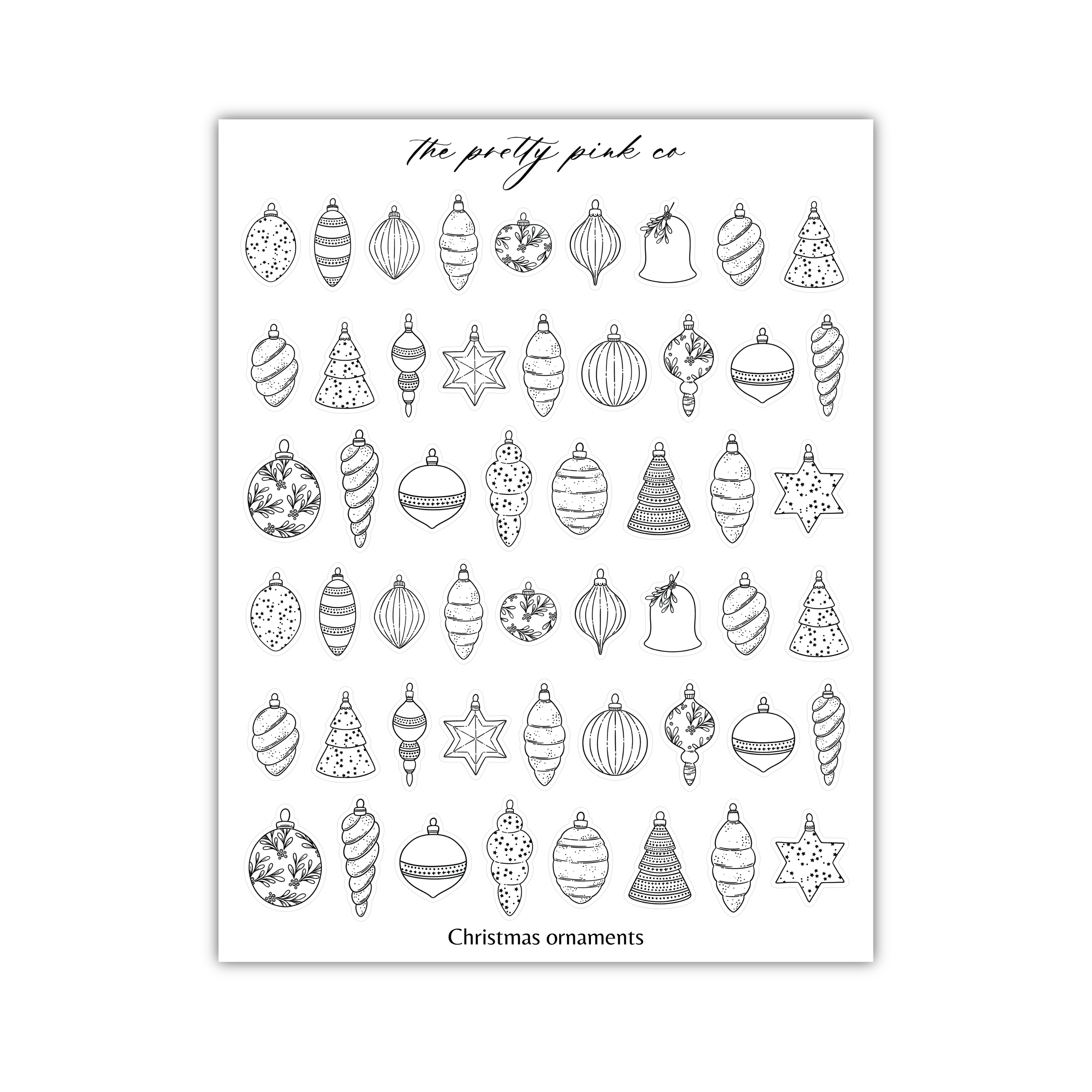 a christmas card with ornaments on it