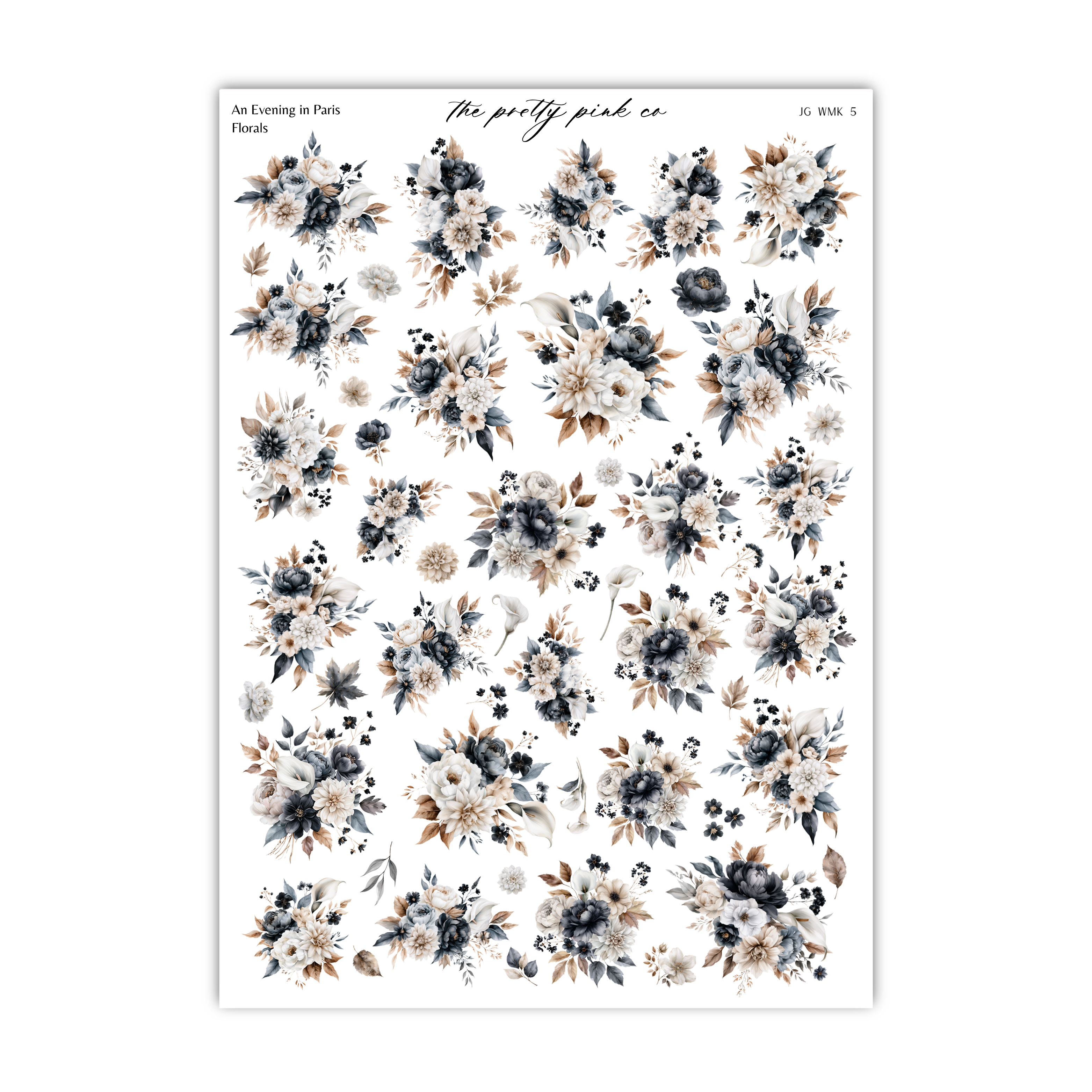 The image is a collage of various floral designs, including different types of flowers and leaves, arranged in a visually appealing manner.