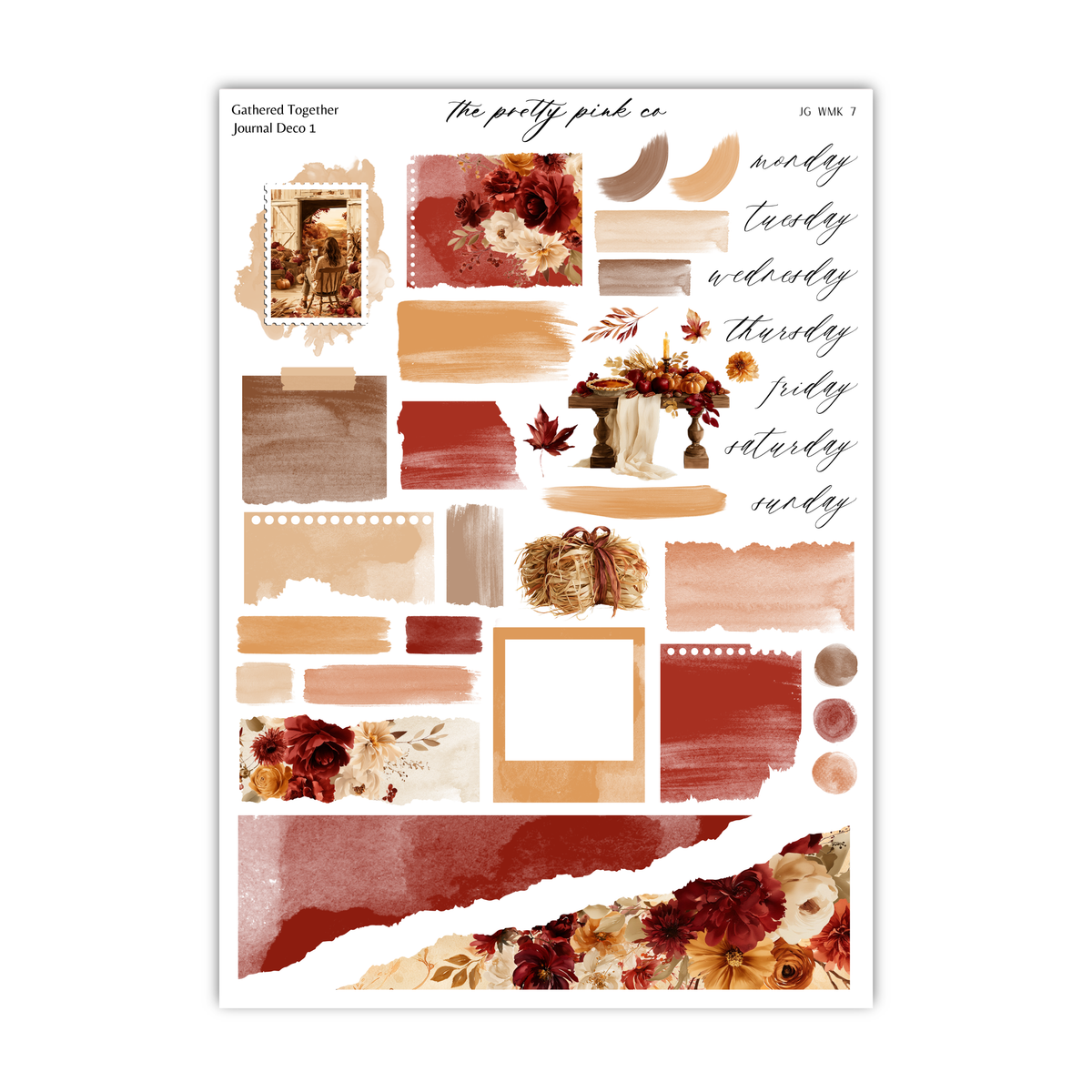 The image is a collage of various autumn-themed elements, including floral designs, leaves, and a sunset. The collage is organized into different sections, each showcasing a different aspect of autumn, such as the changing colors of leaves, the warm hues of a sunset, and the beauty of flowers. The collage is visually appealing and showcases the vibrant colors and textures of autumn.