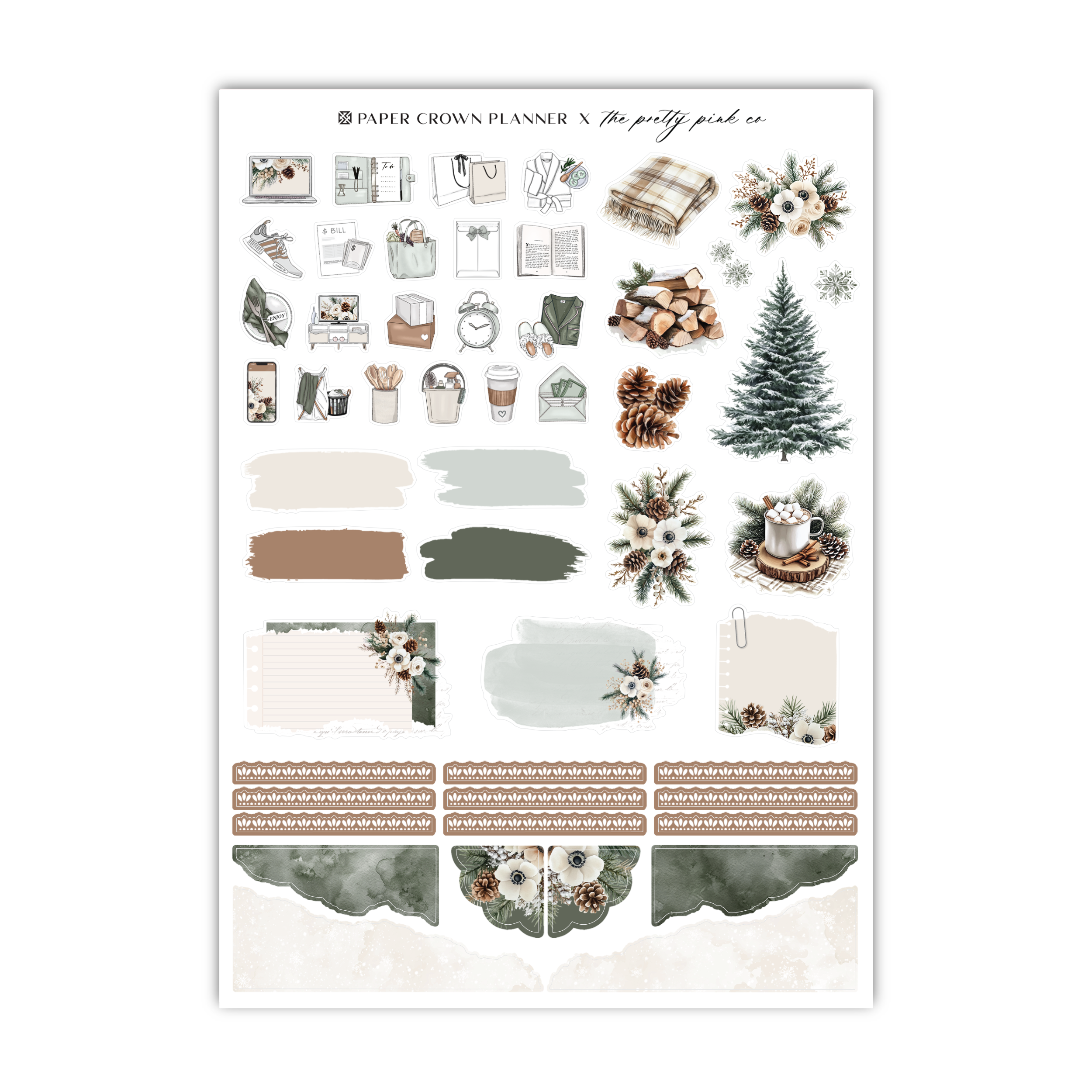 a sheet of stickers with a christmas theme