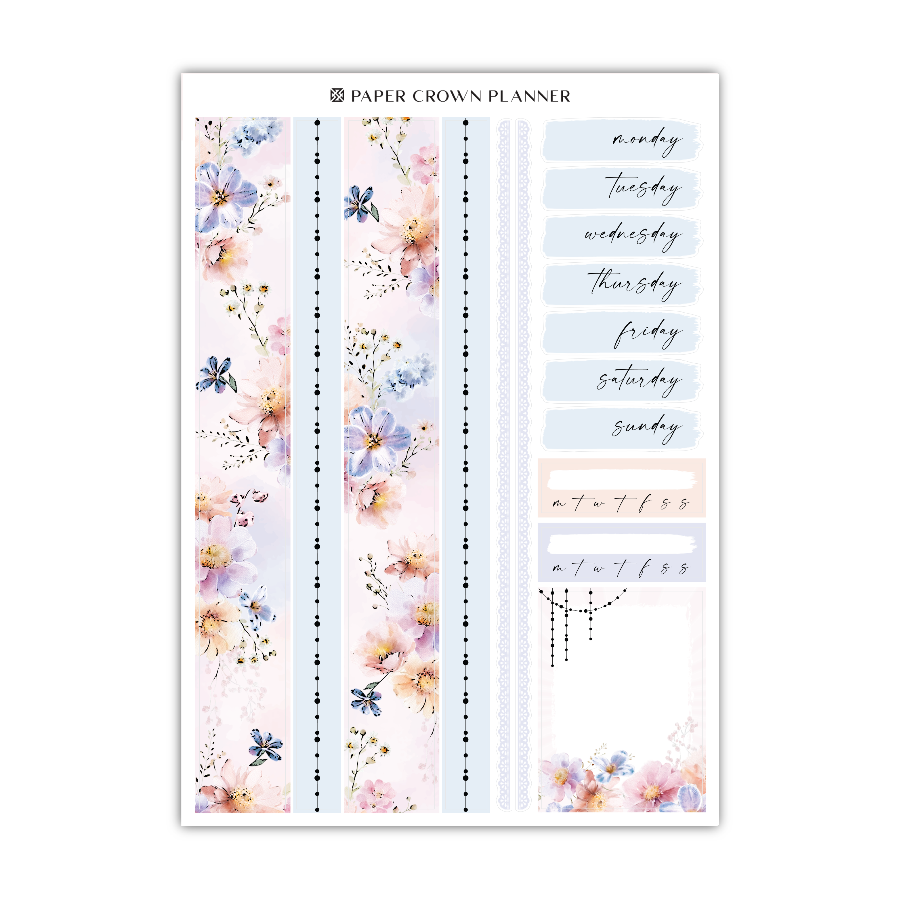 a planner sticker with flowers on it