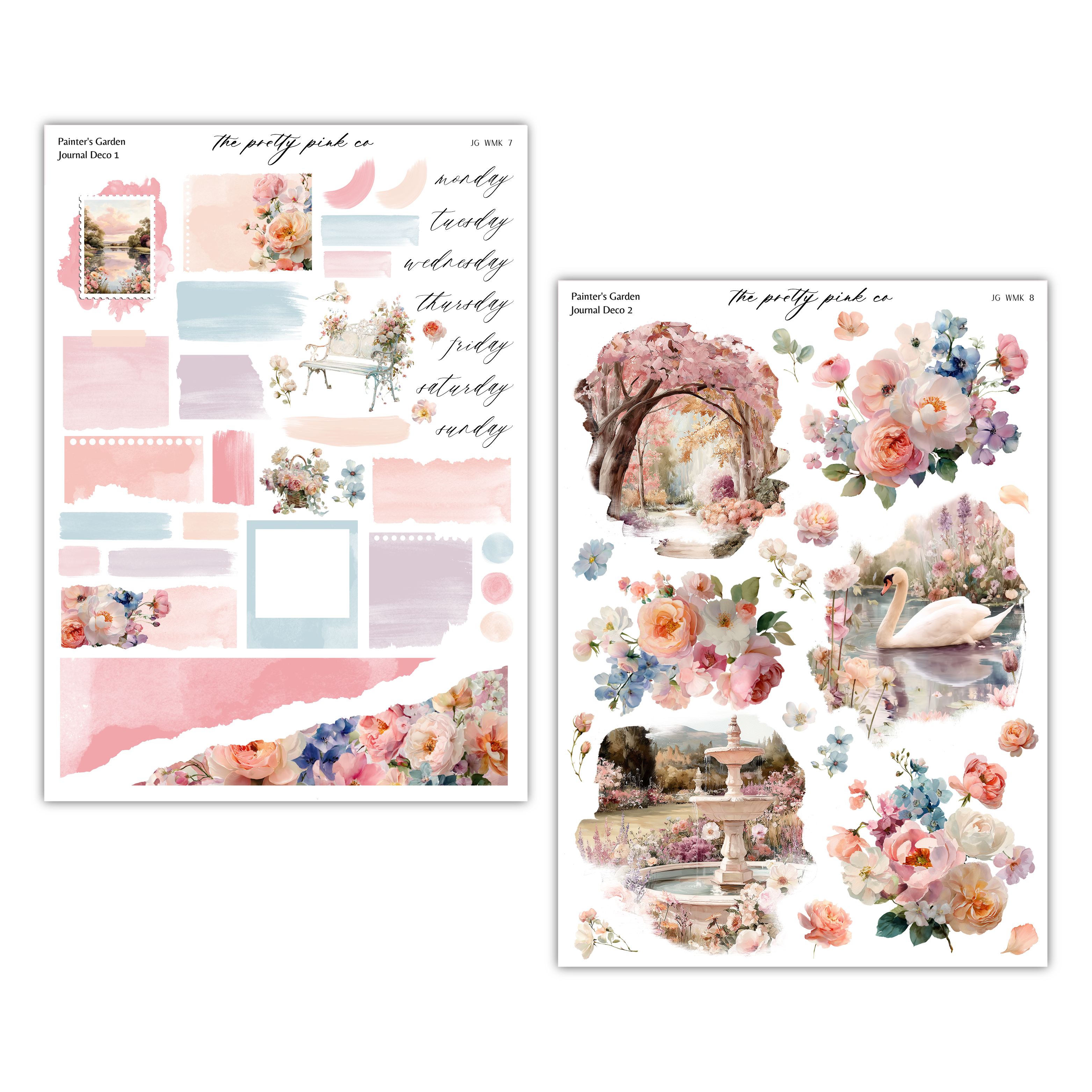 a collage of various floral and nature-themed images, including flowers, trees, and ponds. The collage is divided into two sections, with the left side featuring a larger image and the right side containing smaller images. The images depict a variety of flowers, trees, and ponds, creating a serene and picturesque scene.