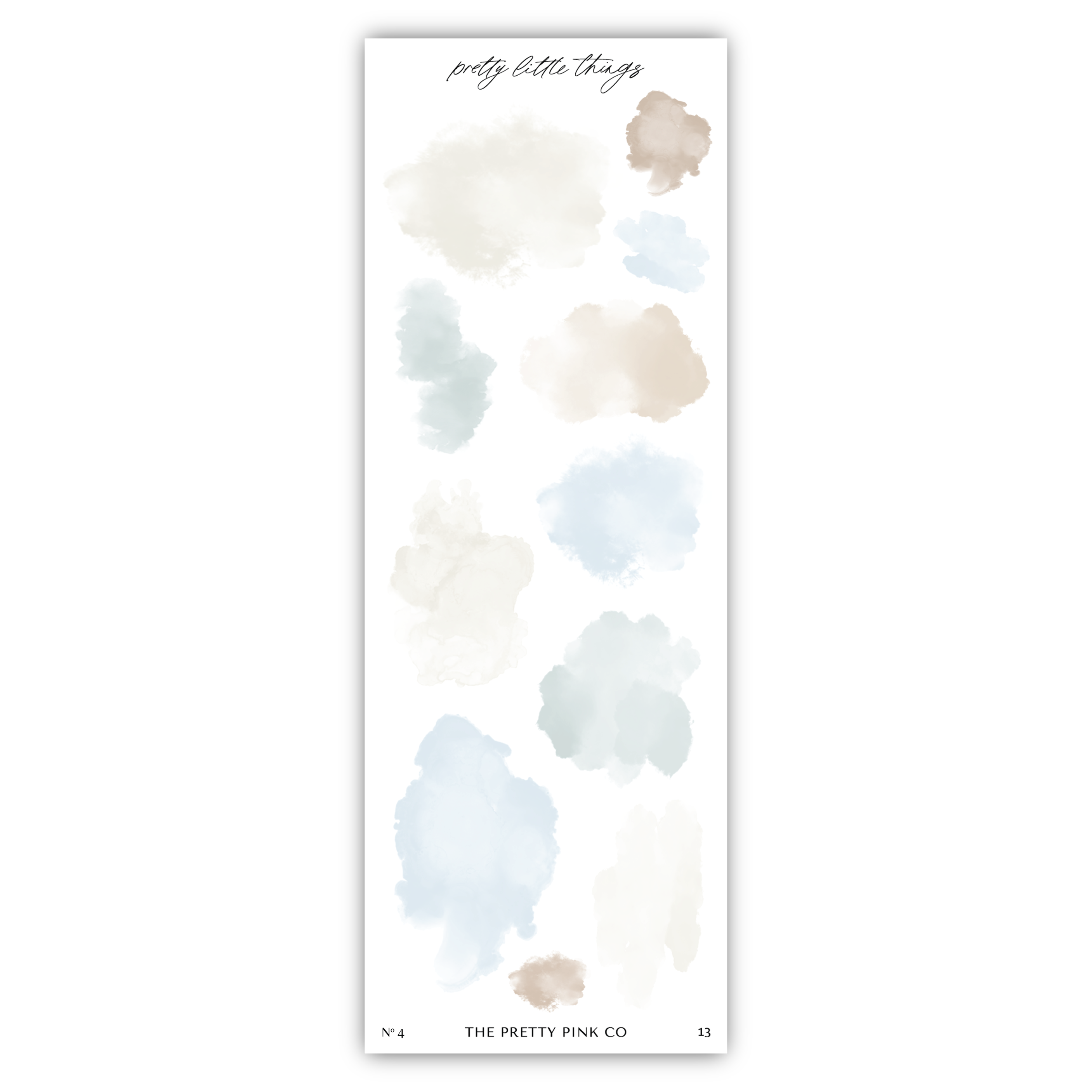 a bookmark with watercolor clouds on it