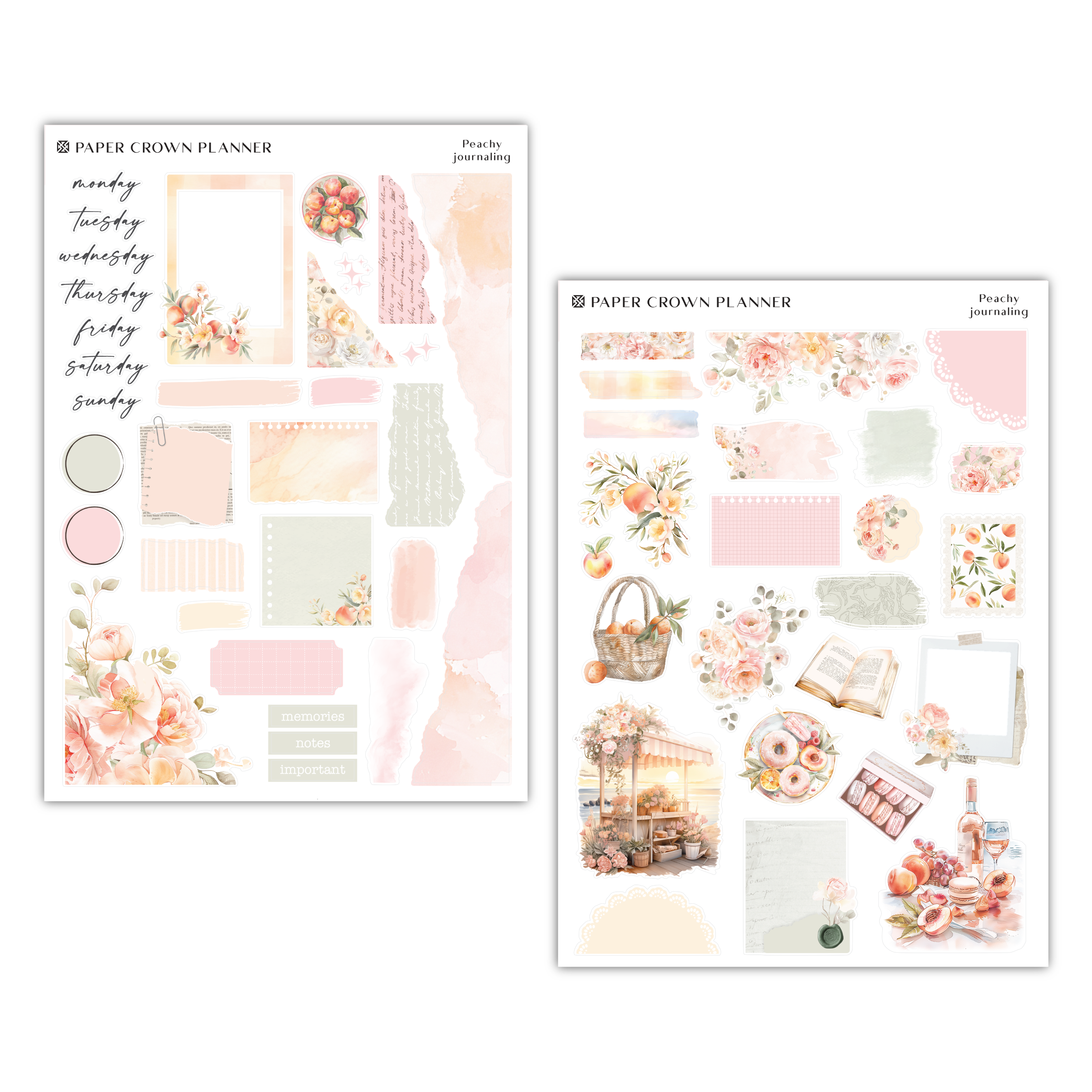 two sheets of paper with flowers on them