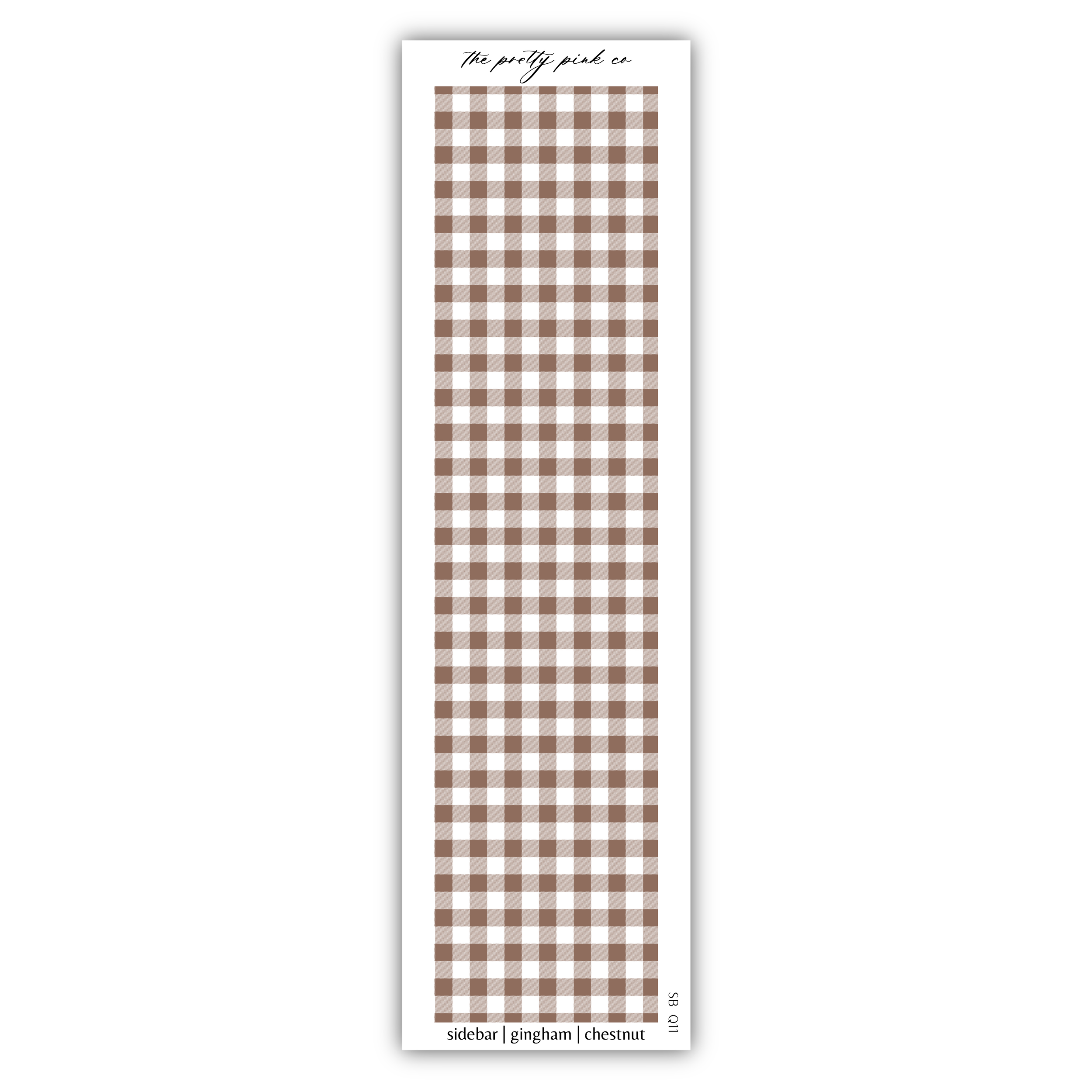 a brown and white checkered bookmark on a white background