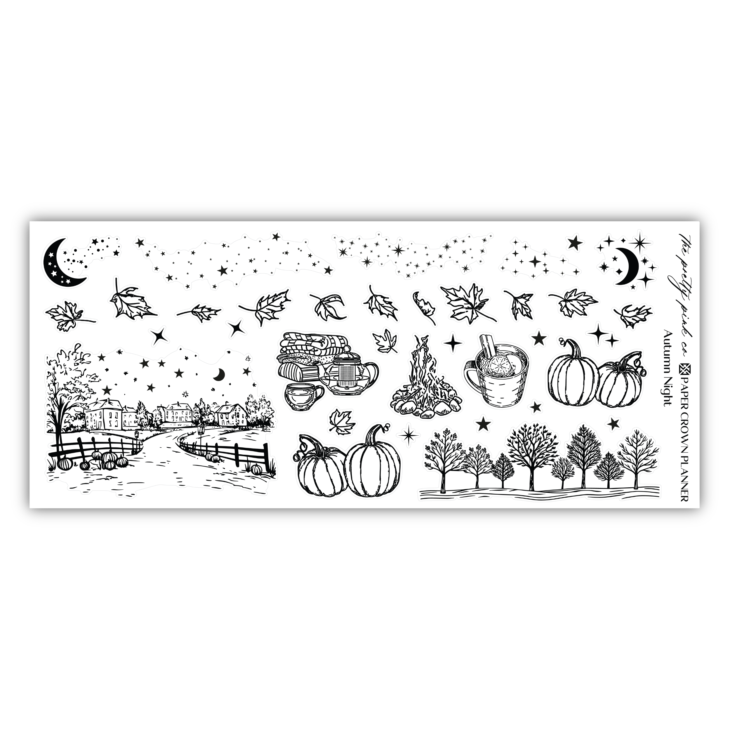 a black and white drawing of a winter scene