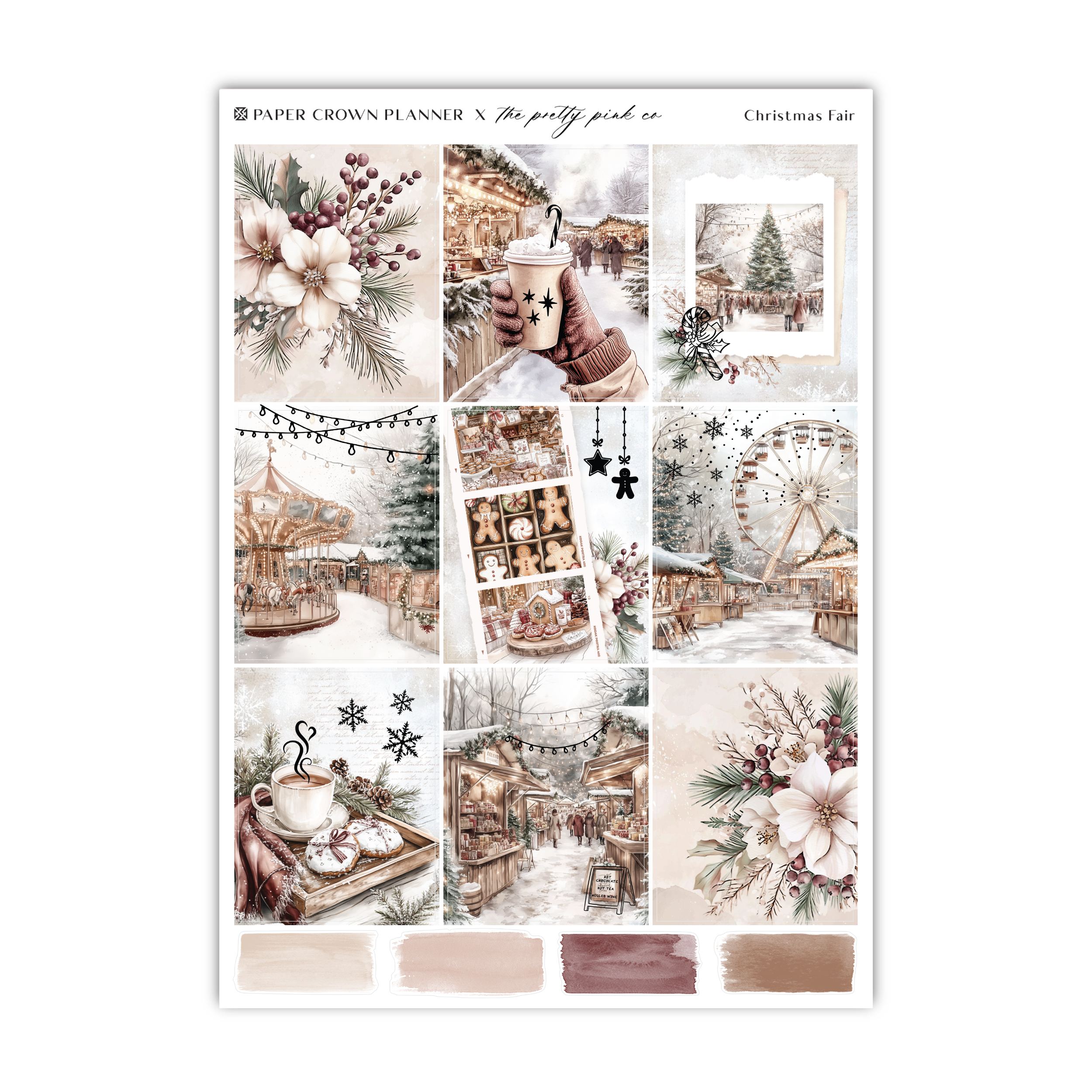 a sticker sheet with a picture of a christmas scene