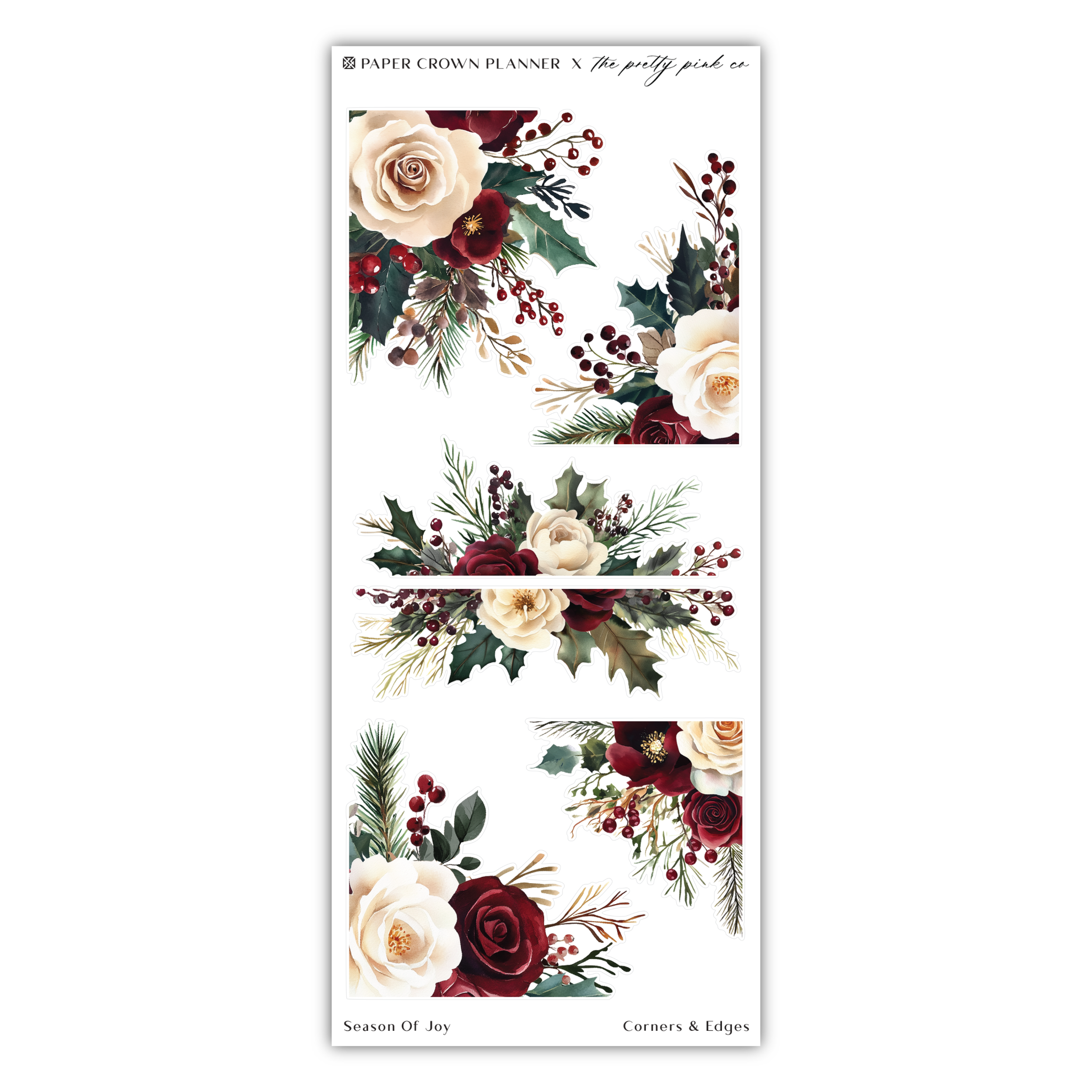 a white and red floral sticker sheet