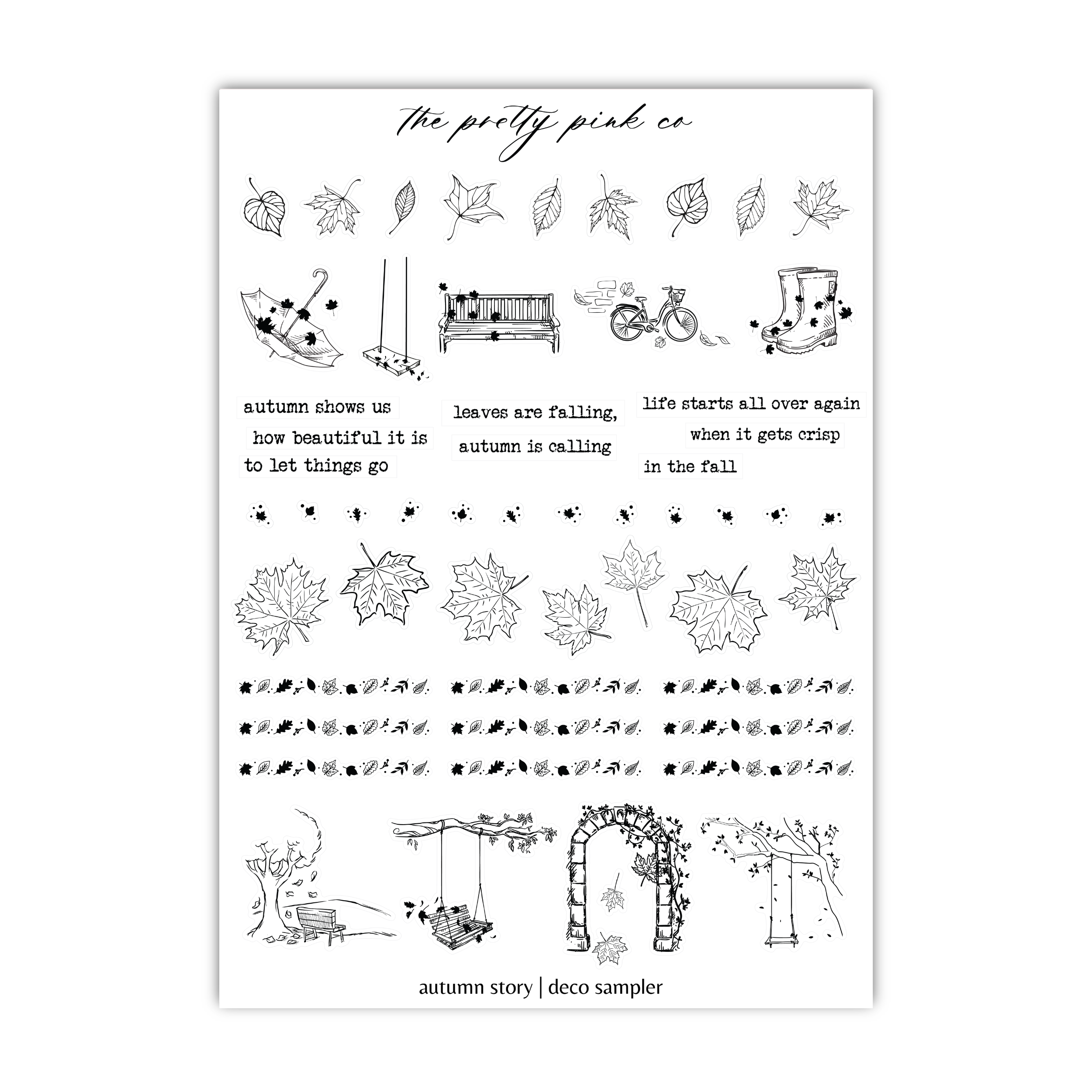 a sheet of paper with a drawing of autumn leaves