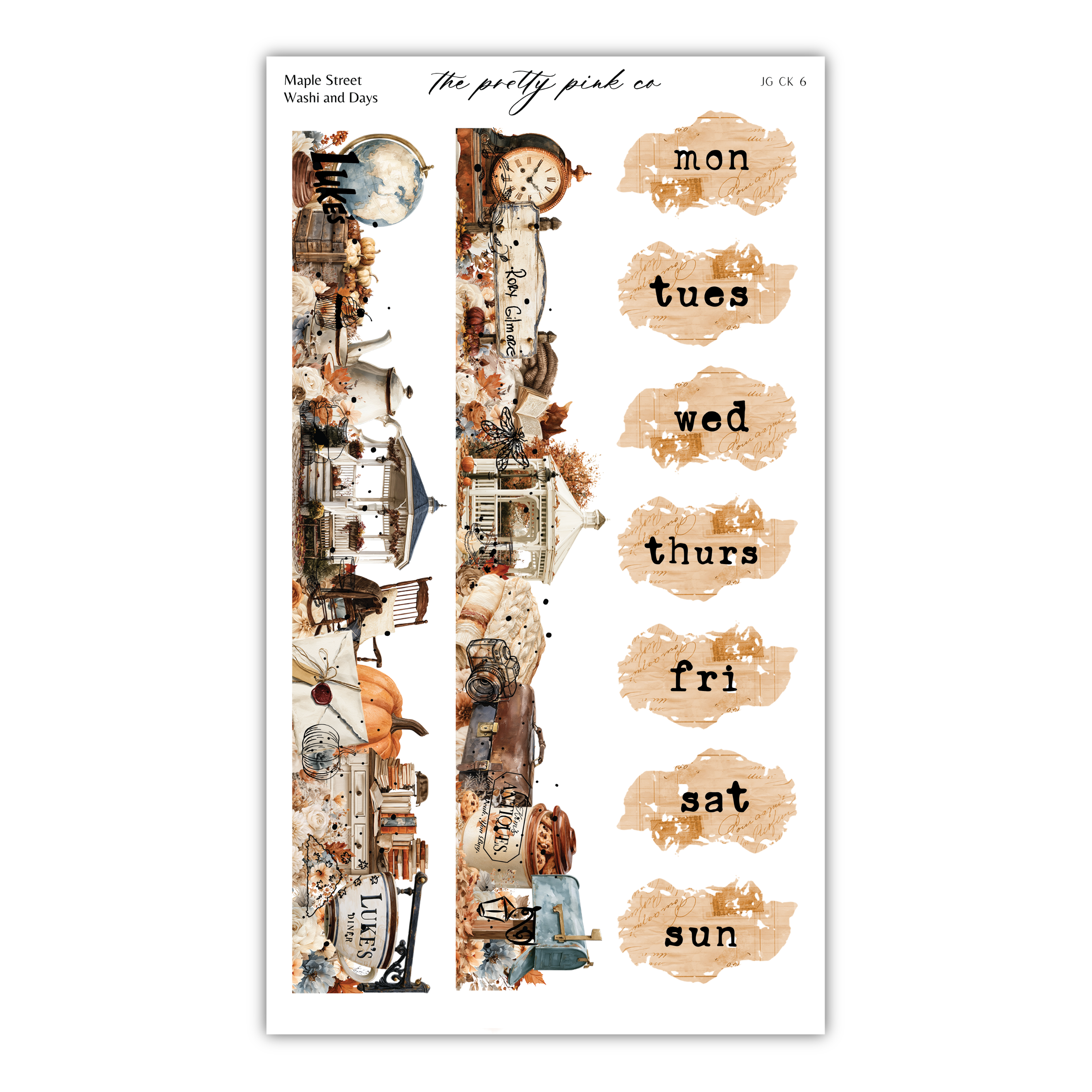 The image is a collage of various autumn-themed elements, including pumpkins, leaves, and other seasonal objects. The collage is divided into two vertical columns, with each column containing a different set of autumn-themed objects. The objects are arranged in a way that creates a visually appealing and cohesive composition.