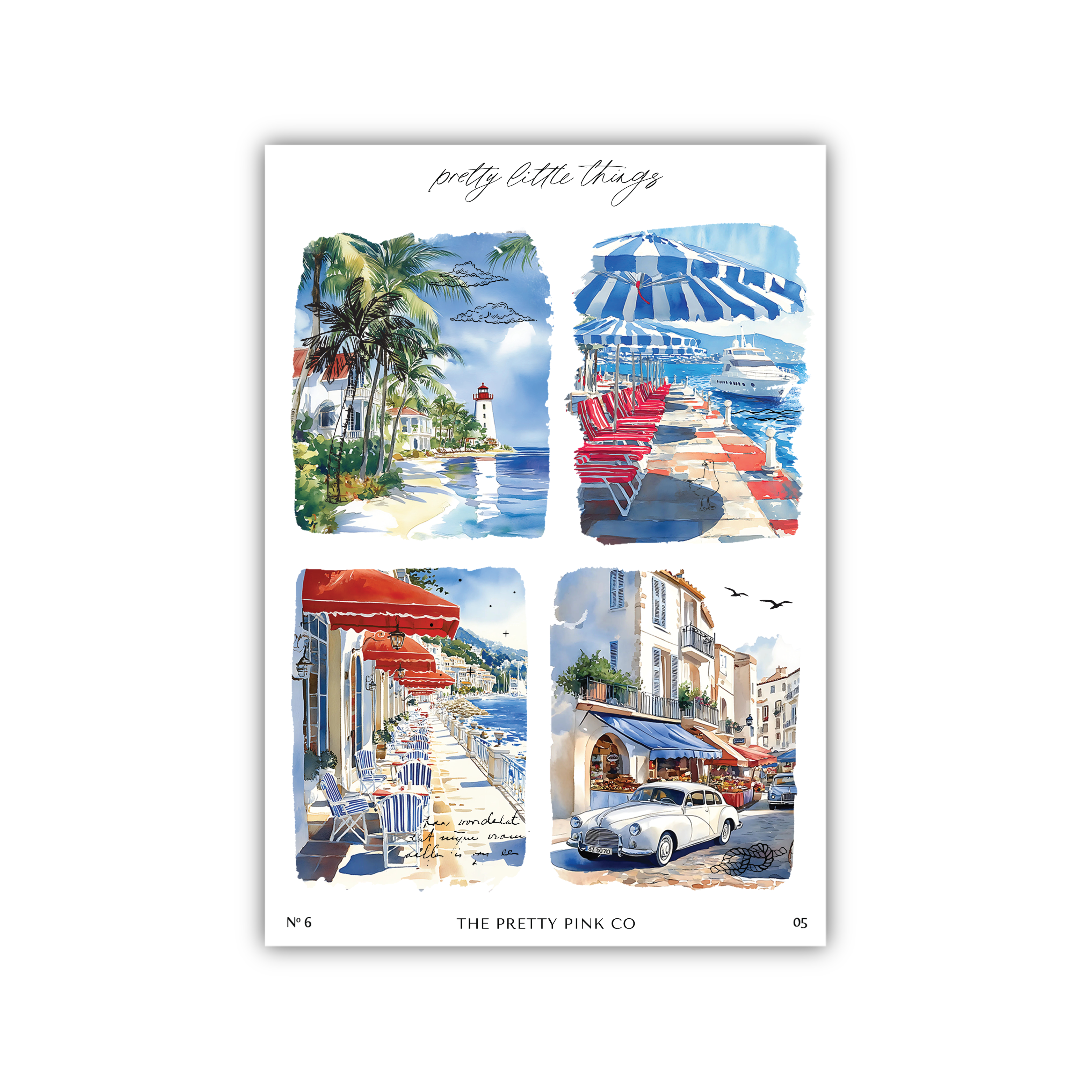a postcard with a picture of a beach scene