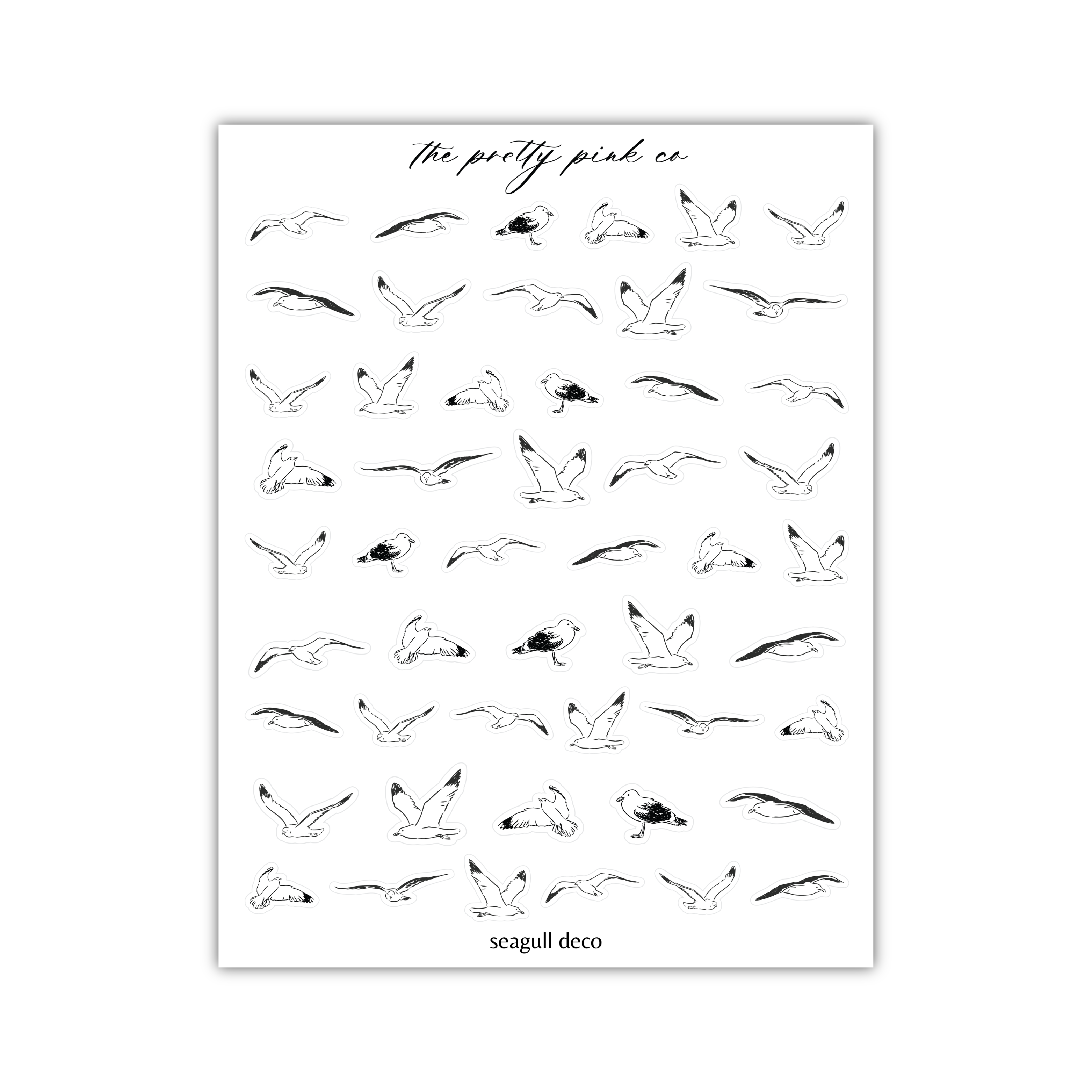 a black and white drawing of seagulls flying