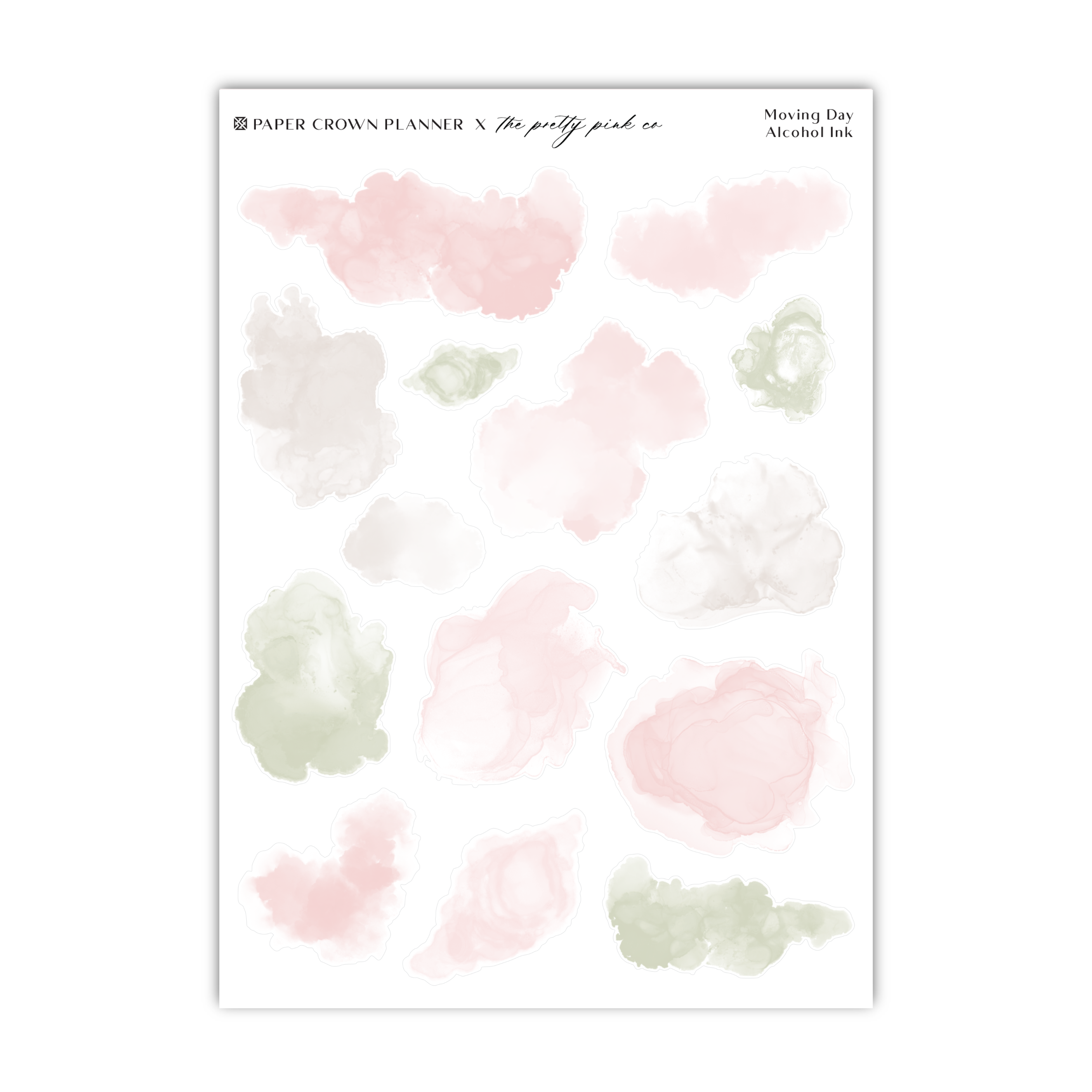 a sheet of pink and green watercolor paint