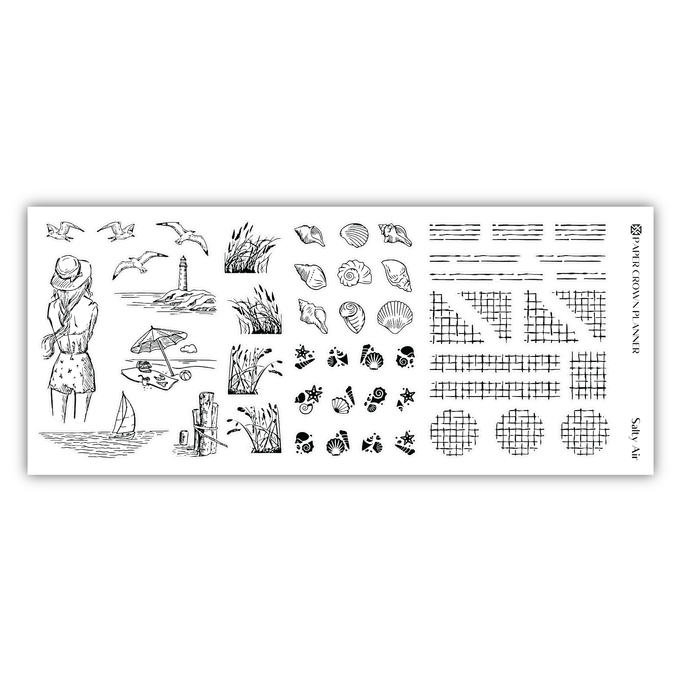 a sheet of stickers with a drawing of a person on it