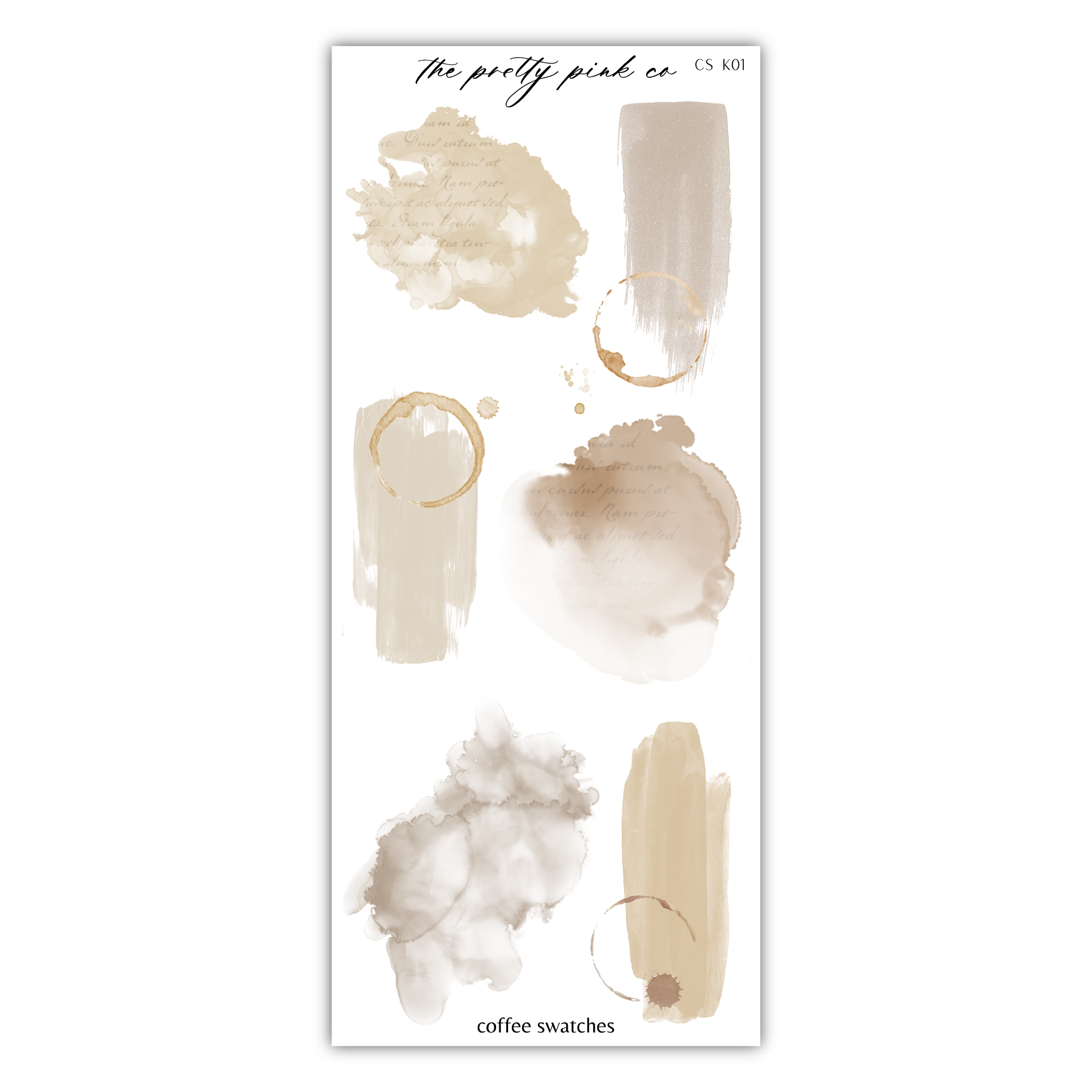 a sticker of coffee stains on a white background