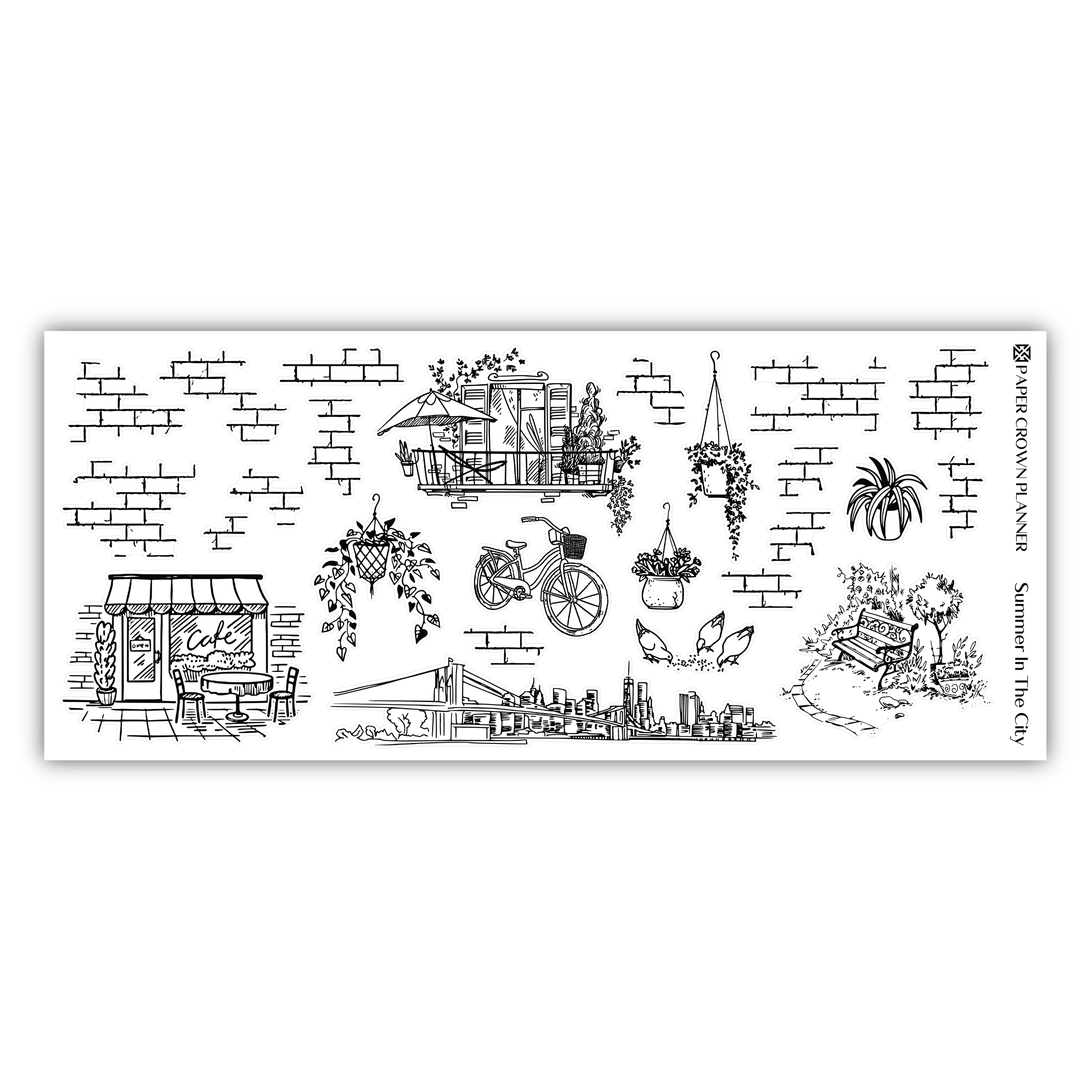 a black and white drawing of a brick wall