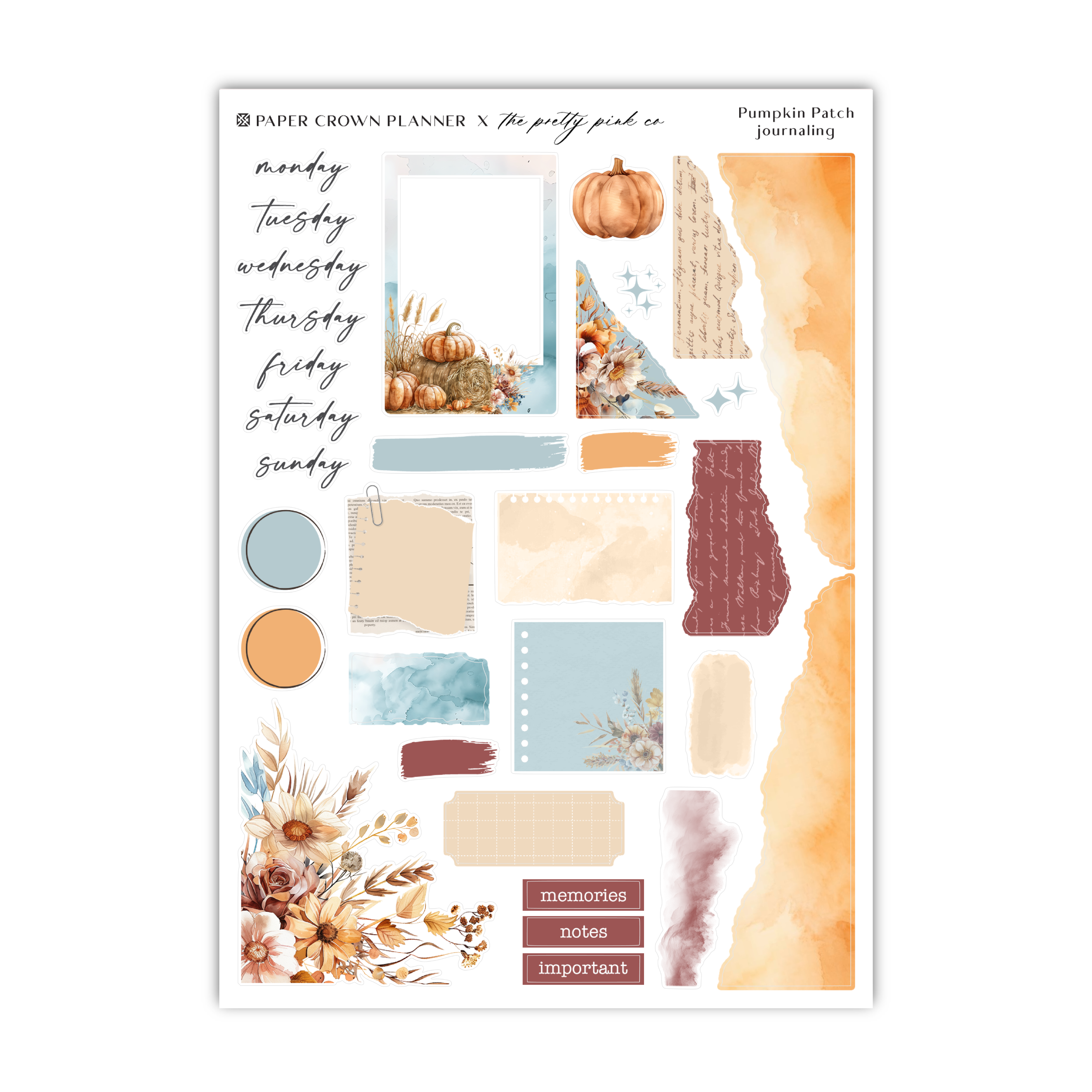 a sticker sheet with a picture of a pumpkin