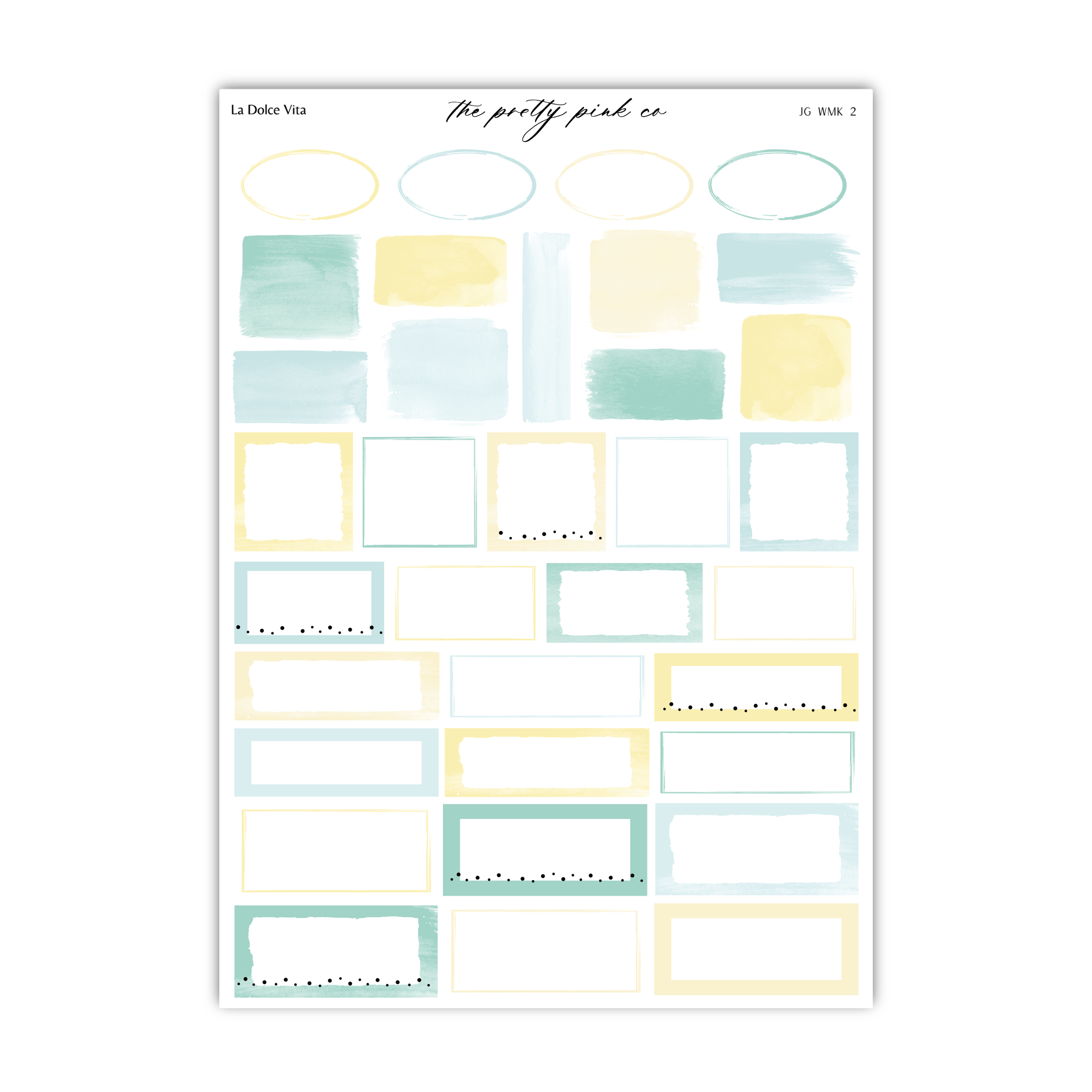 a sticker sheet with a variety of different shapes and colors