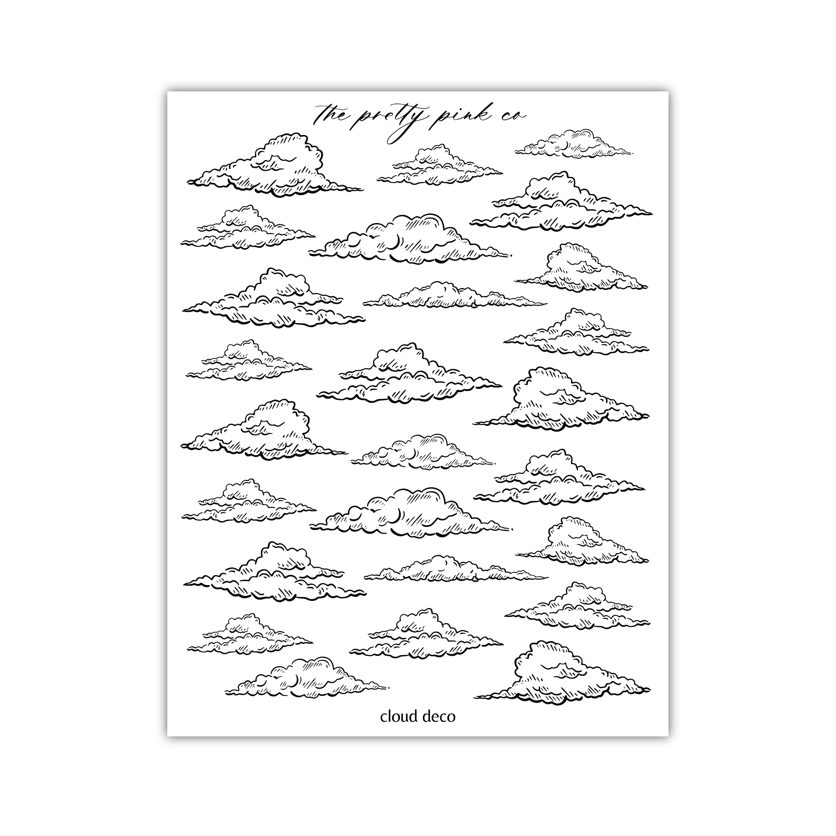a black and white drawing of clouds