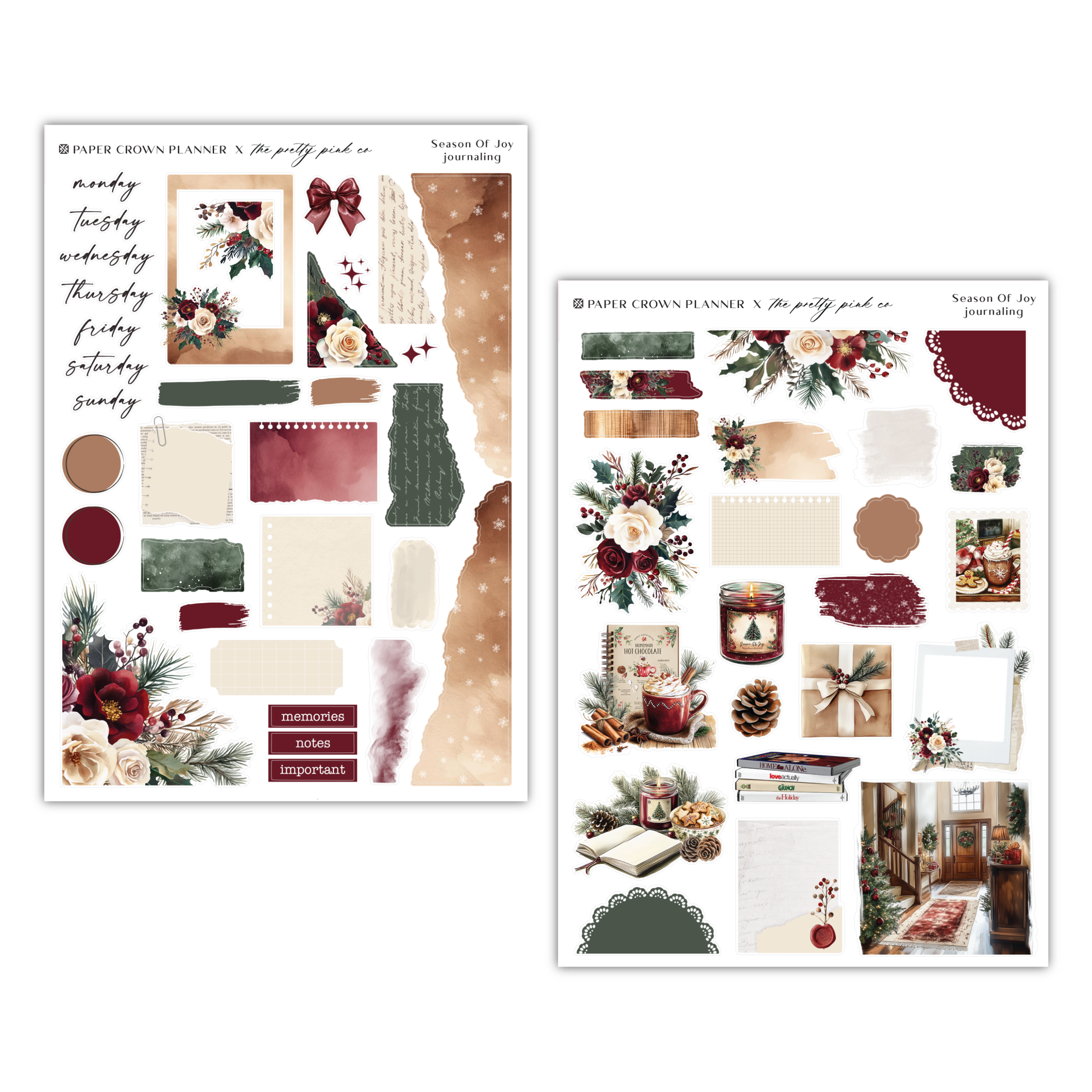 two pages of christmas stickers with a white background