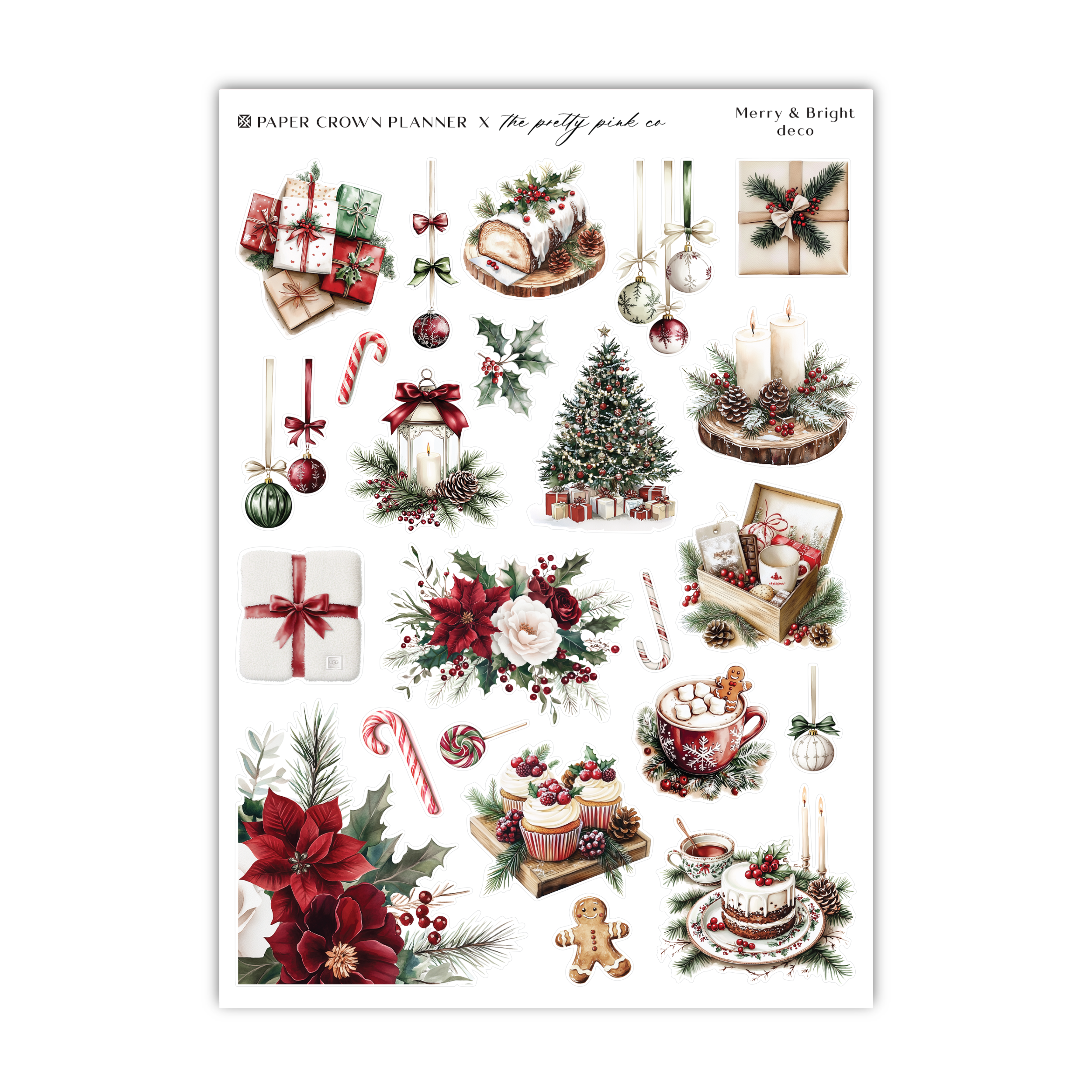 a sticker sheet with christmas decorations